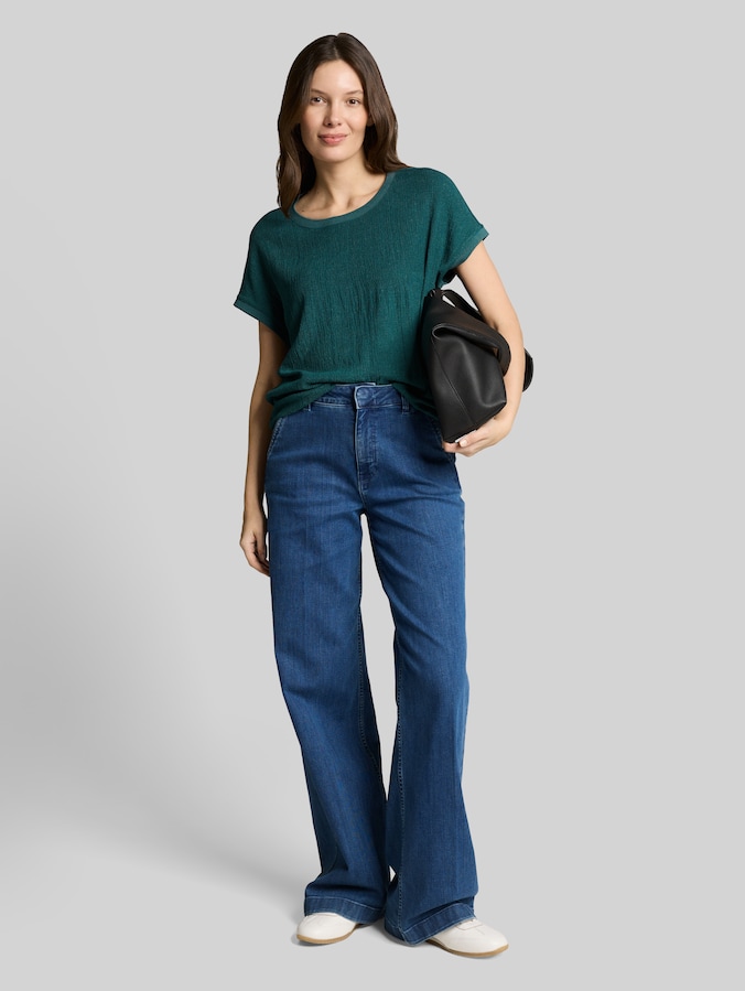 T-Shirt im Material-Mix von Women, Deep Meadow Green