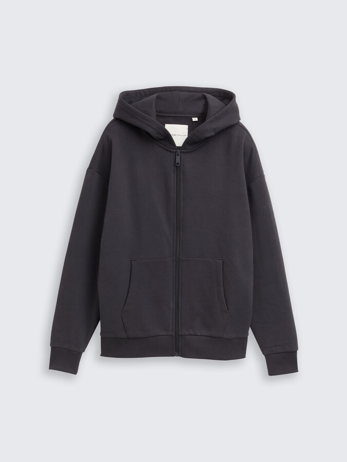 Oversized hoodie-sweatjack door Teen Boys, coal grey
