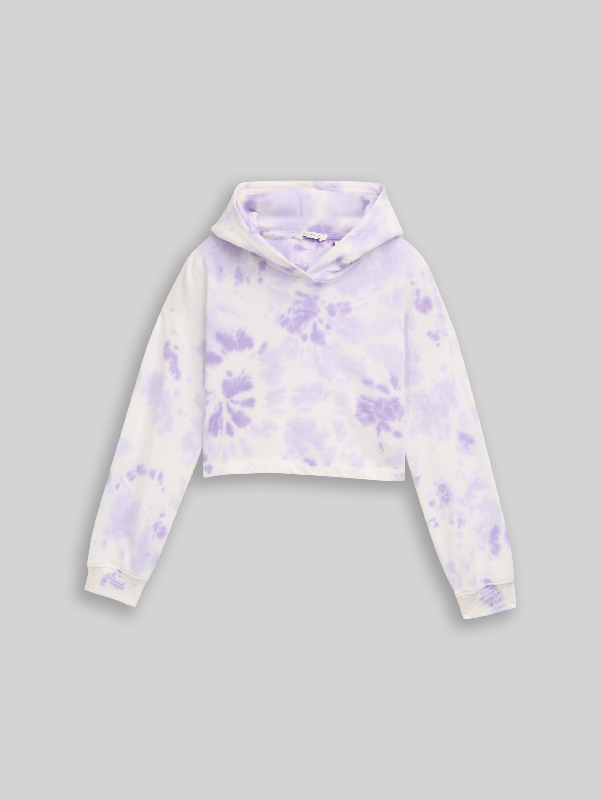 Cropped Hoodie Sweatshirt mit Batikmuster - purple batik - Vorder-Produkt-Ansicht
