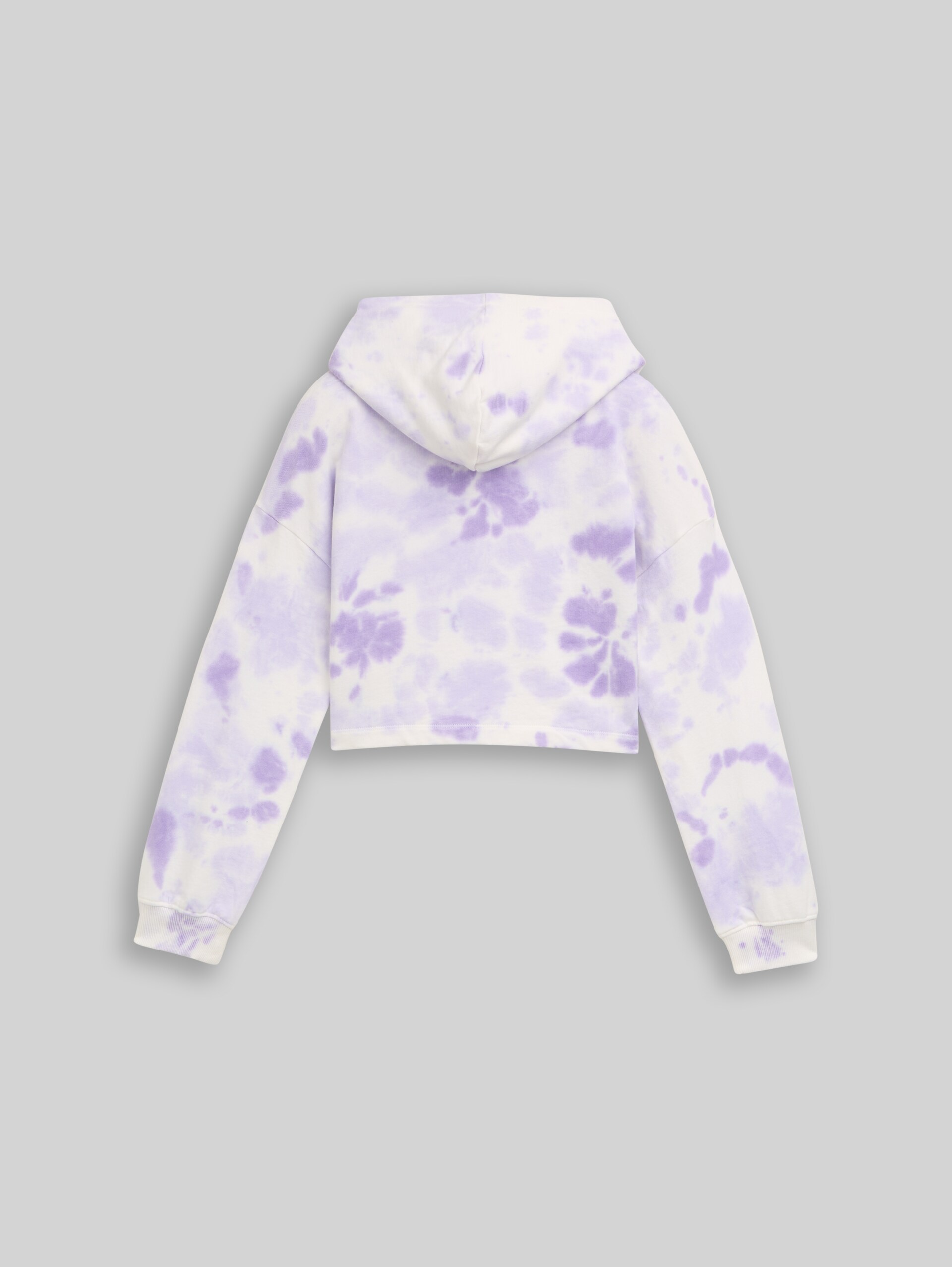 Cropped Hoodie Sweatshirt mit Batikmuster - purple batik