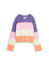 Sélectionné, Pull-over court en maille avec blocs de couleur par Tom Tailor, violet