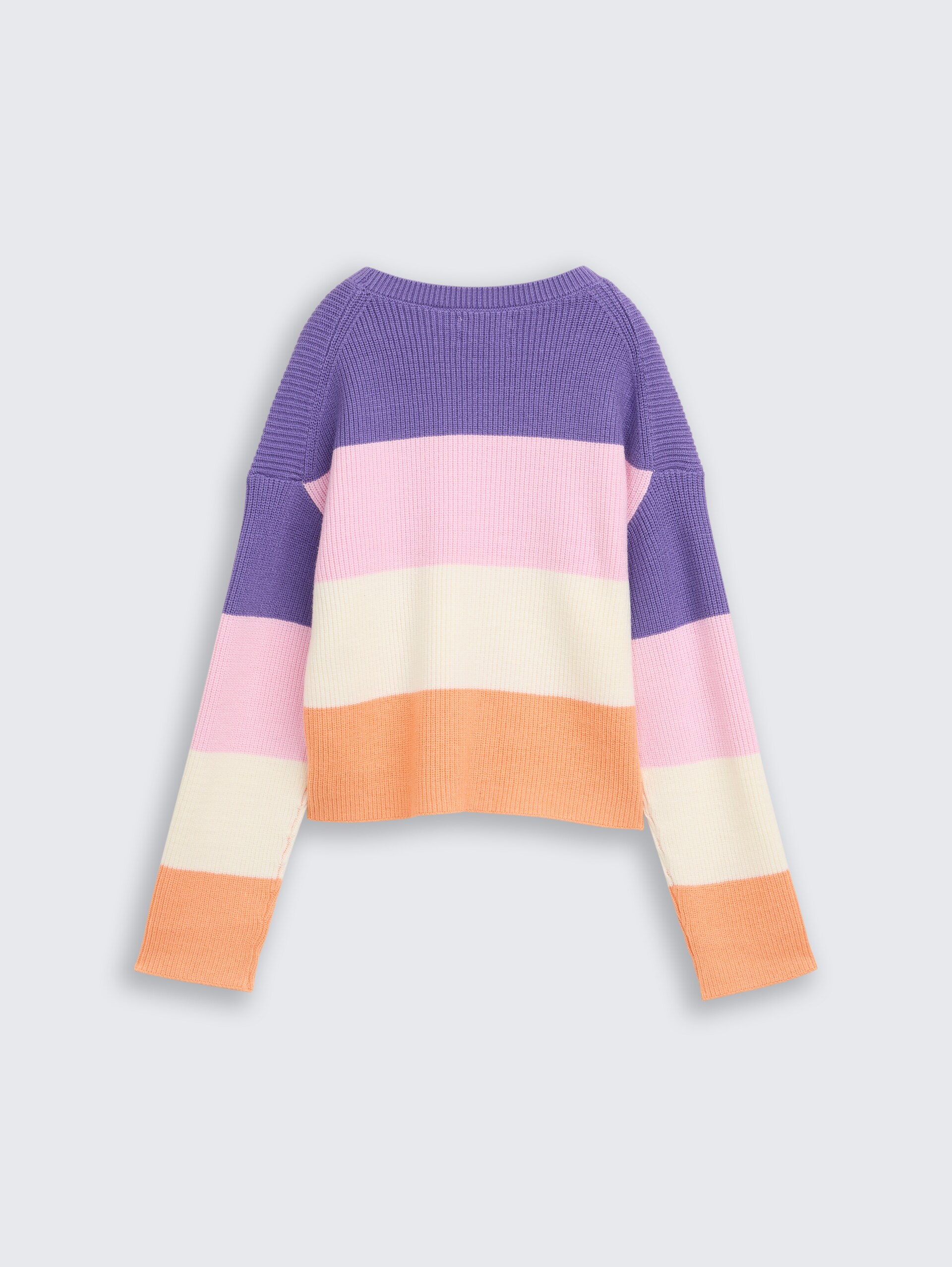 Cropped gebreide trui met colour blocking - big multicolor stripe