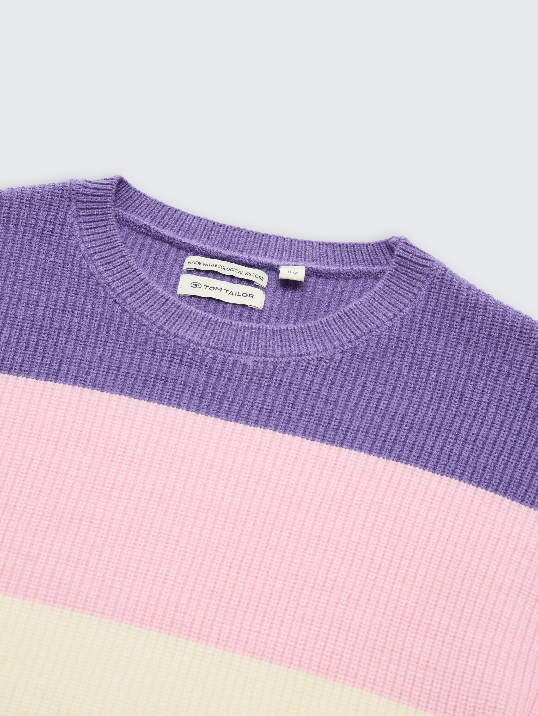 Pull-over court en maille avec blocs de couleur - big multicolor stripe - Vue détaillée du modèle