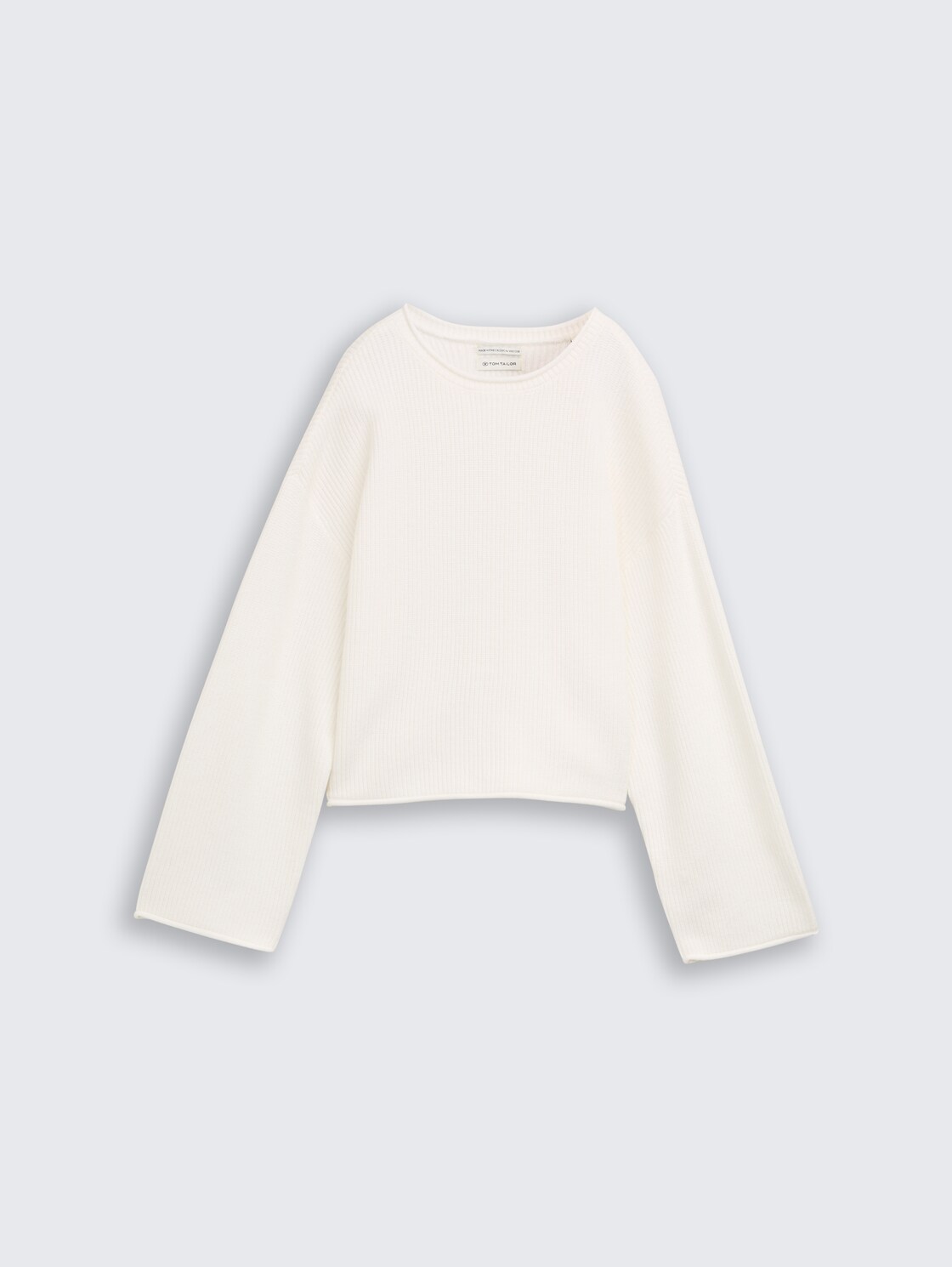 Cropped Strickpullover mit Rundhalsausschnitt - Gardenia White