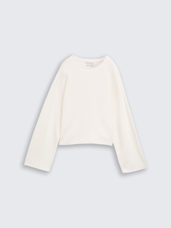 Cropped gebreide trui met ronde hals door Teen Girls, Gardenia White