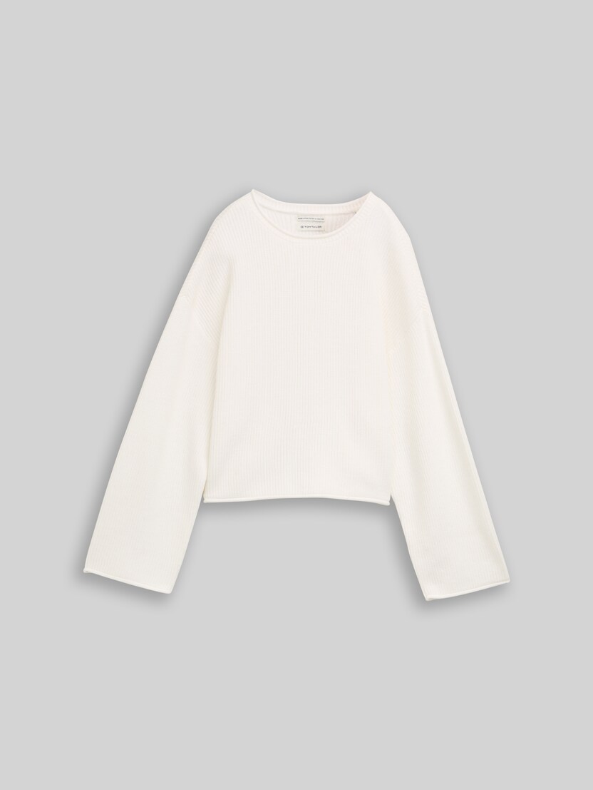 Cropped Strickpullover mit Rundhalsausschnitt von Teen Girls, Gardenia White