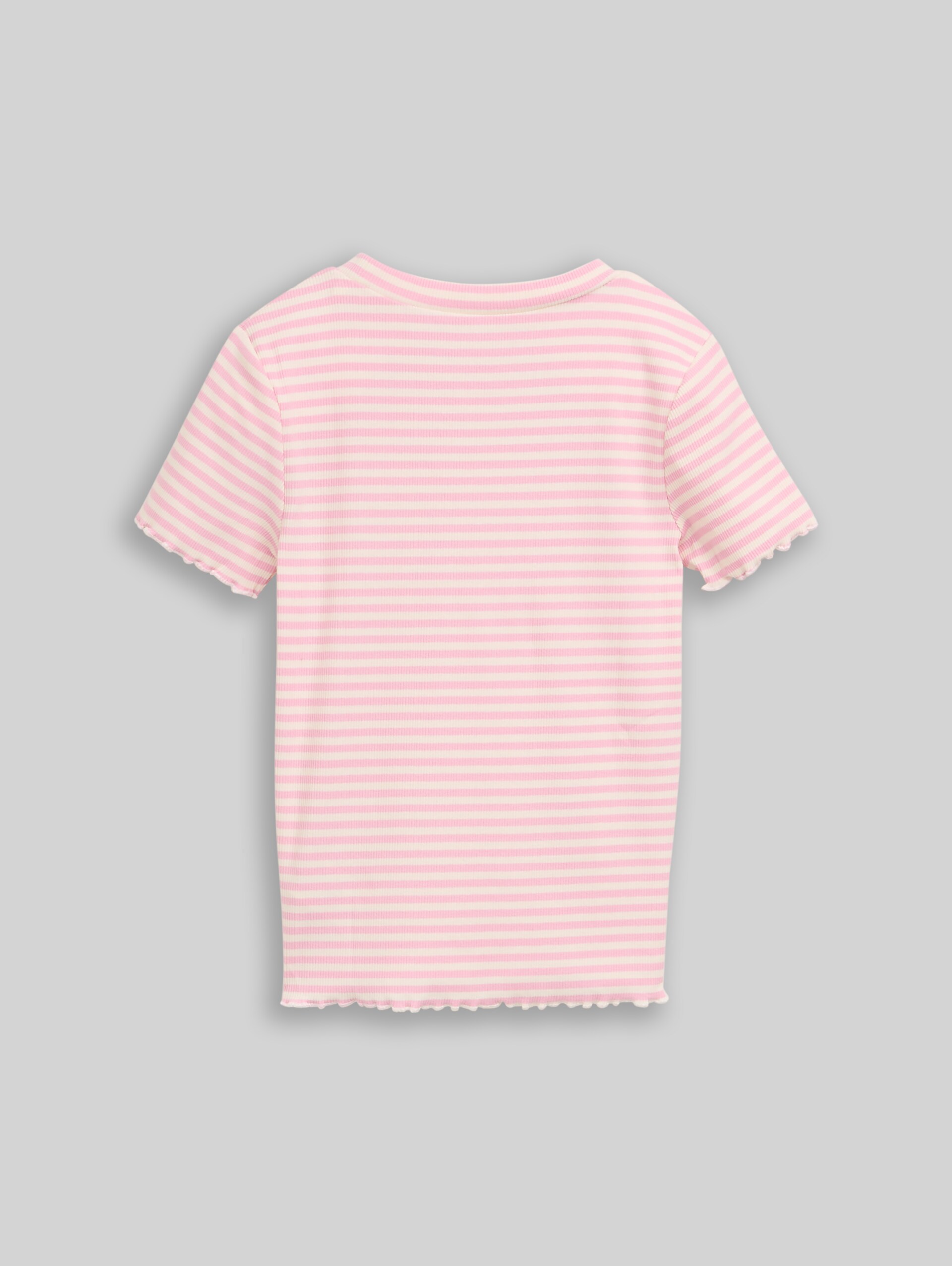 Cropped ribbed T-shirt - pink white stripe