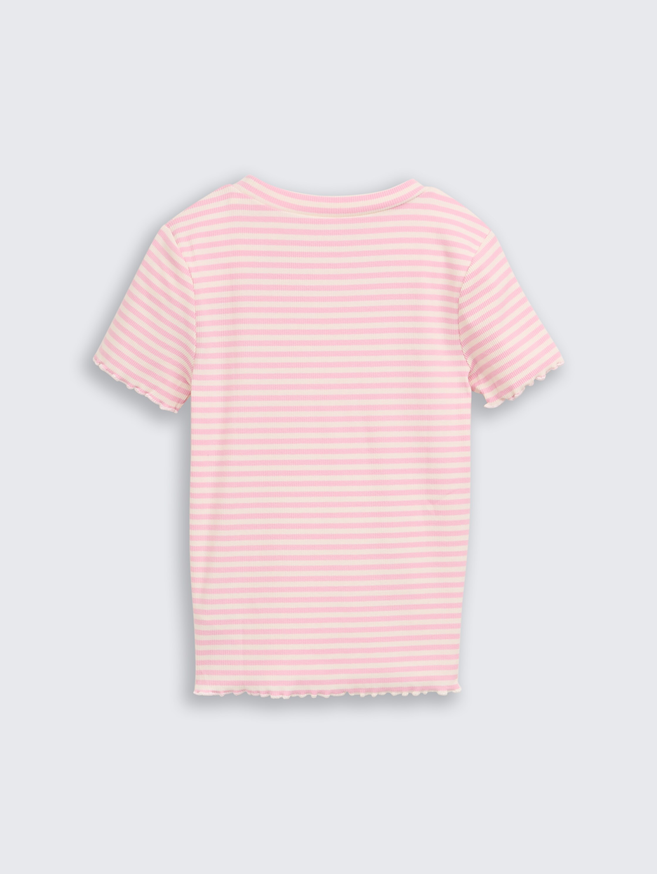 Gesneden geribd T-shirt - pink white stripe