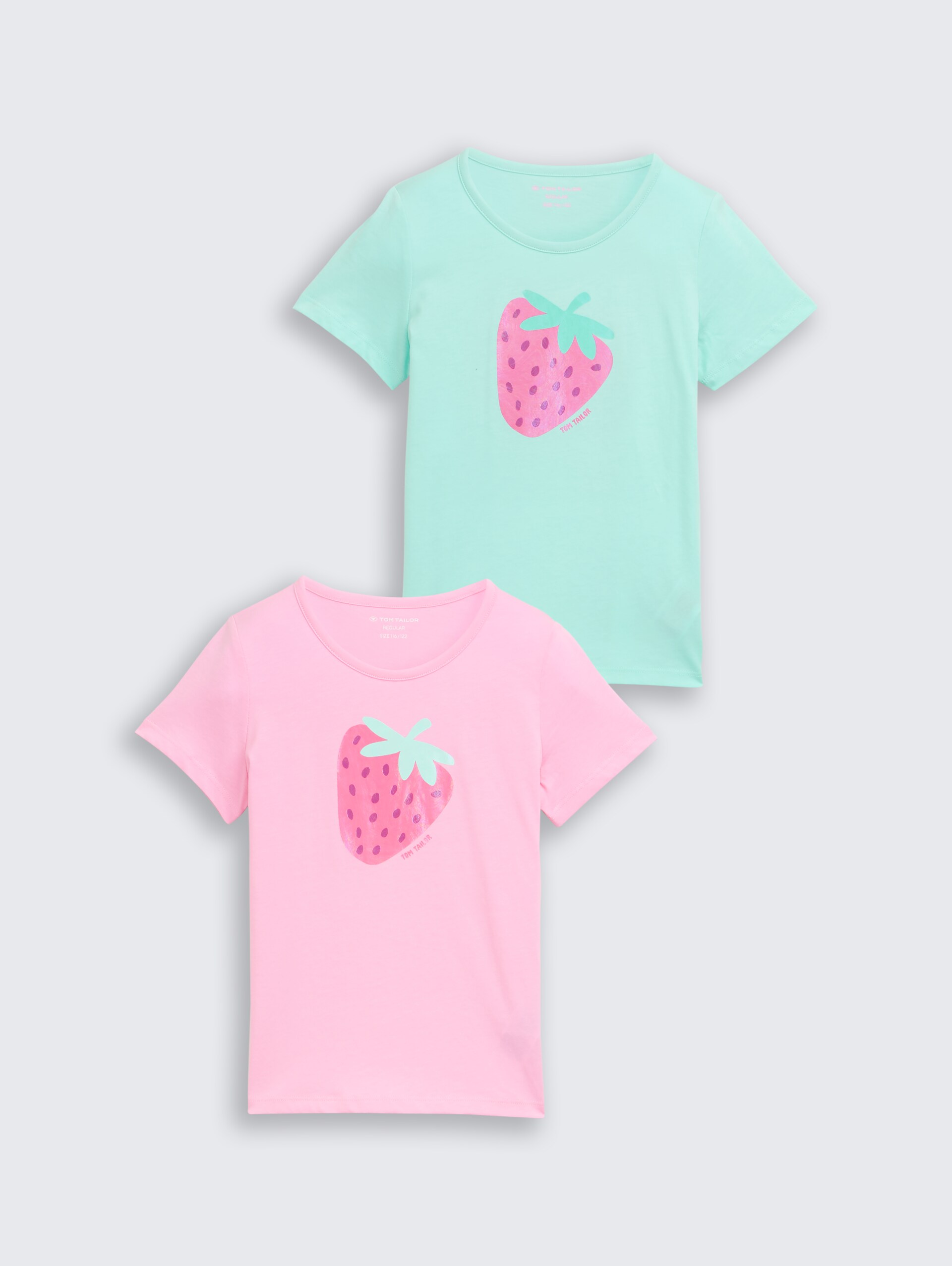 T-shirt in 2-pack - Light Mint - Product vooraanzicht