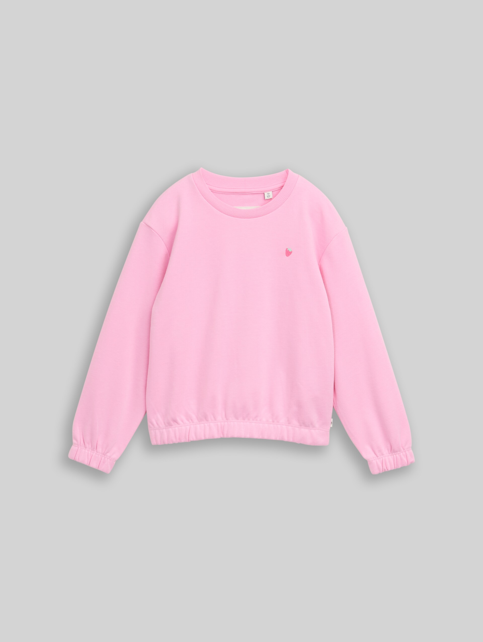 Cropped sweatshirt with embroidery - lovely pink - Front product view