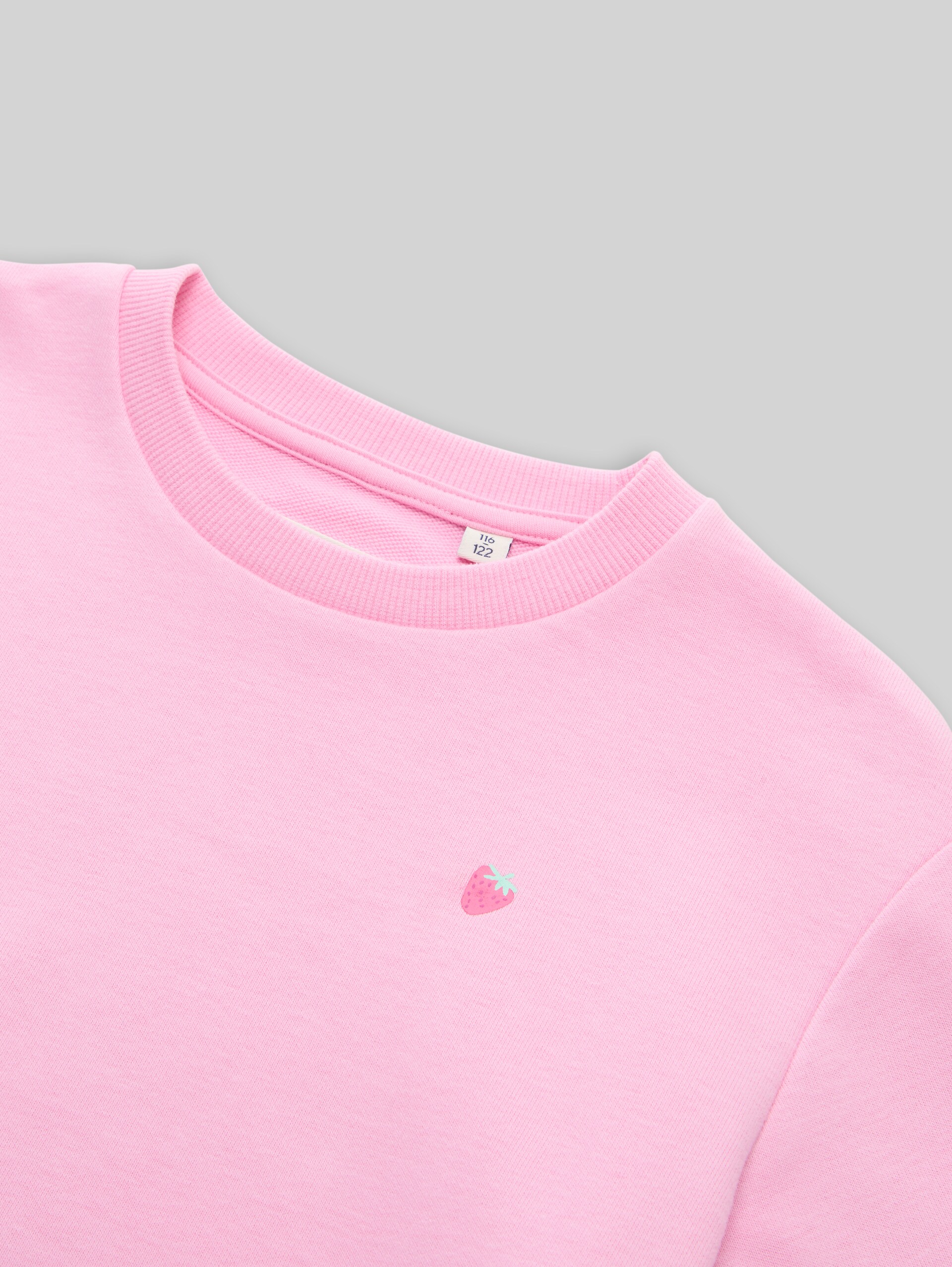 Cropped sweatshirt with embroidery - lovely pink - Detail model view