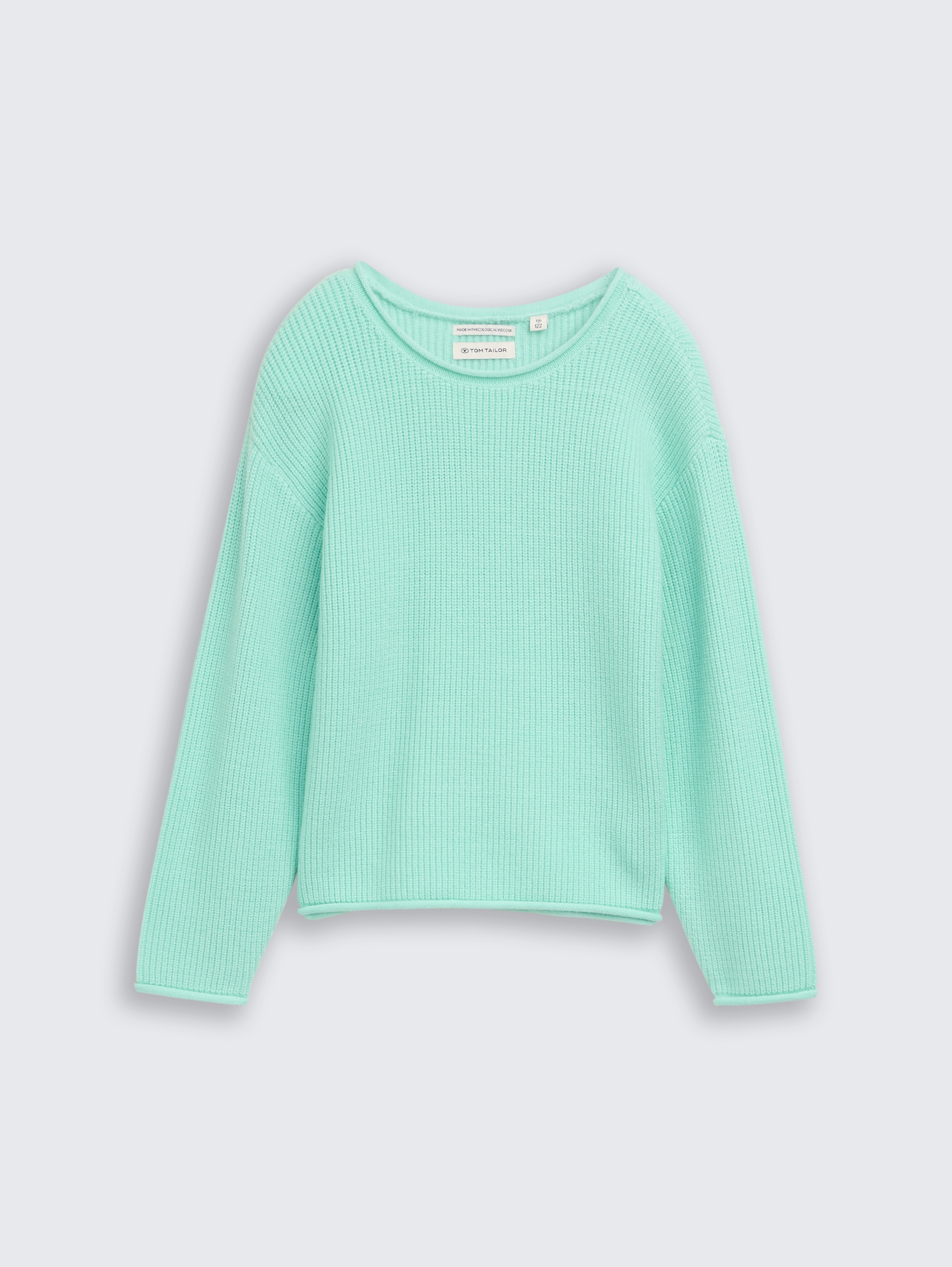 Cropped Strickpullover mit Rundhalsausschnitt von Mini Girls, Light Mint