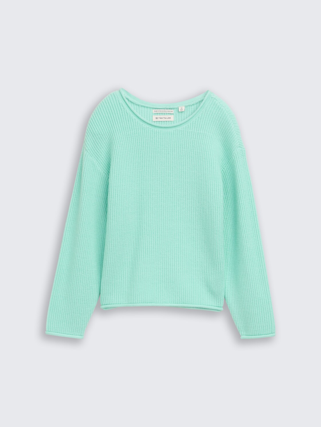 Cropped Strickpullover mit Rundhalsausschnitt - Light Mint