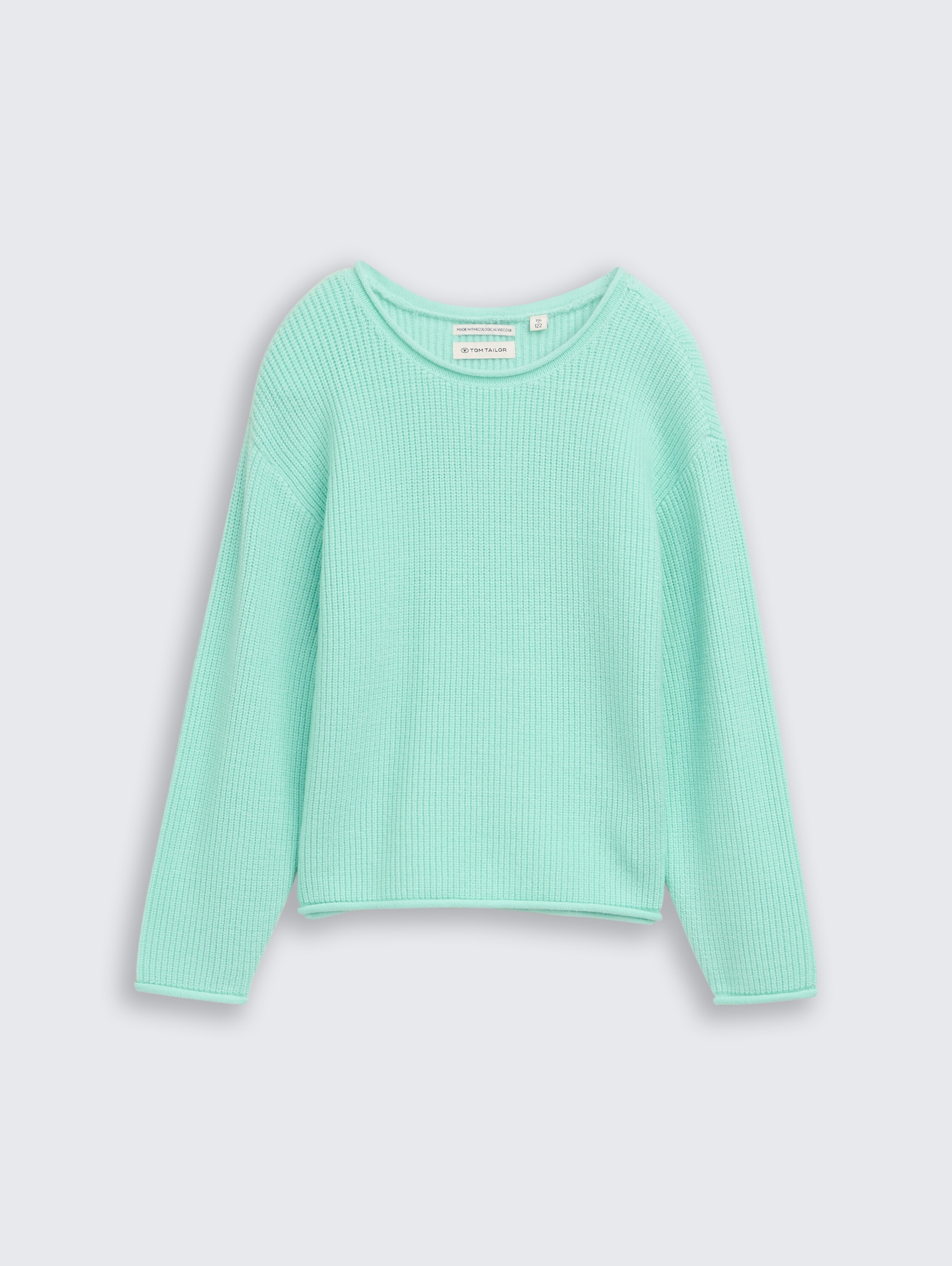 Cropped gebreide trui met ronde hals - light_mint - 