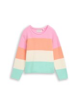 Niet geselecteerd, Cropped gebreide trui met ronde hals door , rosa