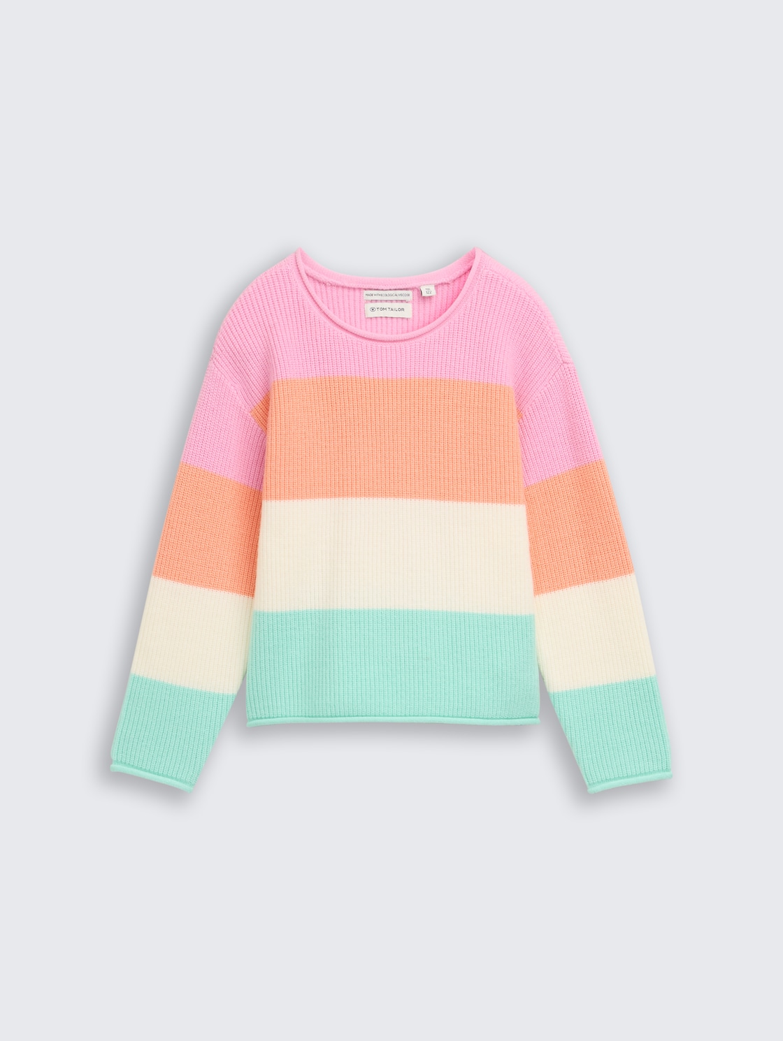 Cropped Strickpullover mit Rundhalsausschnitt - very big multicolor stripe
