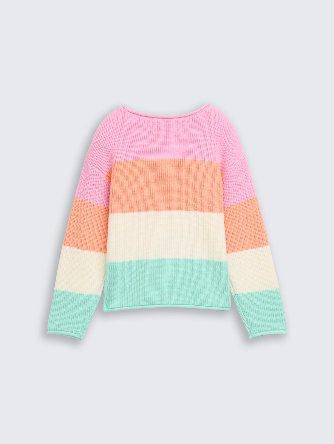 Cropped Strickpullover mit Rundhalsausschnitt - very big multicolor stripe
