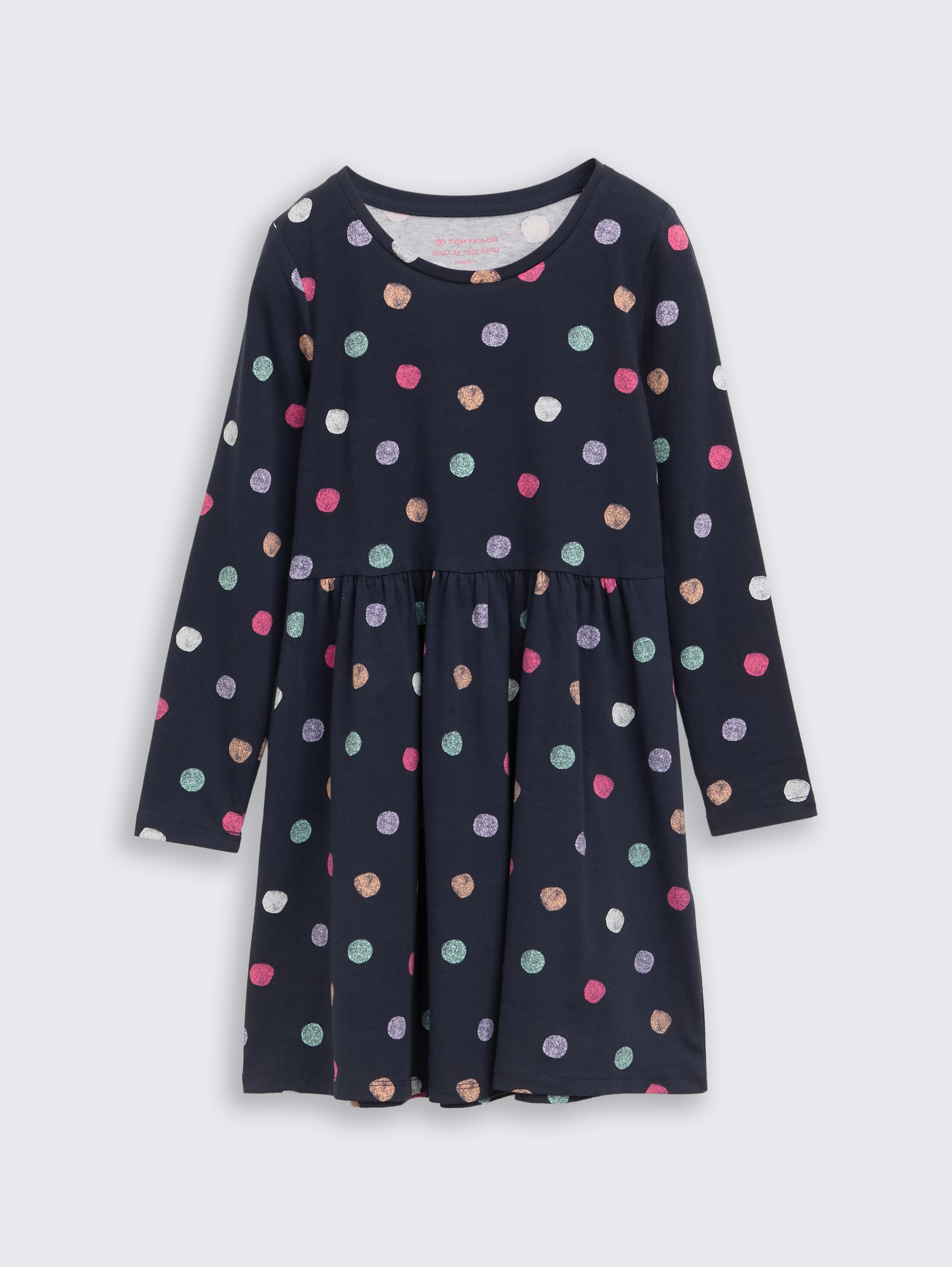 Mini-jurk van jersey - dark blue multicolor dot - Product vooraanzicht
