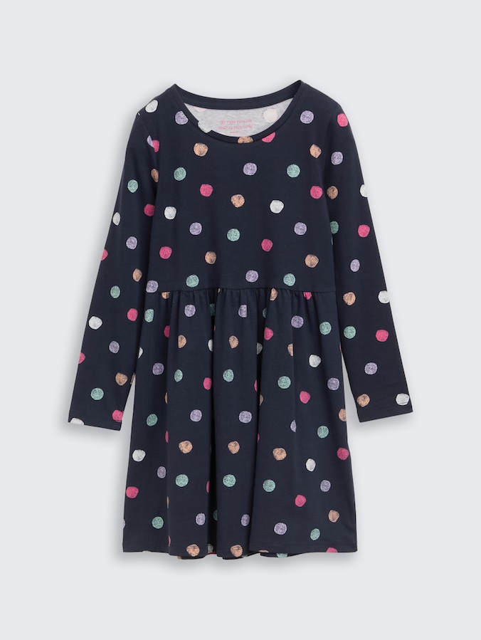 Mini dress made of jersey by Mini Girls, dark blue multicolor dot