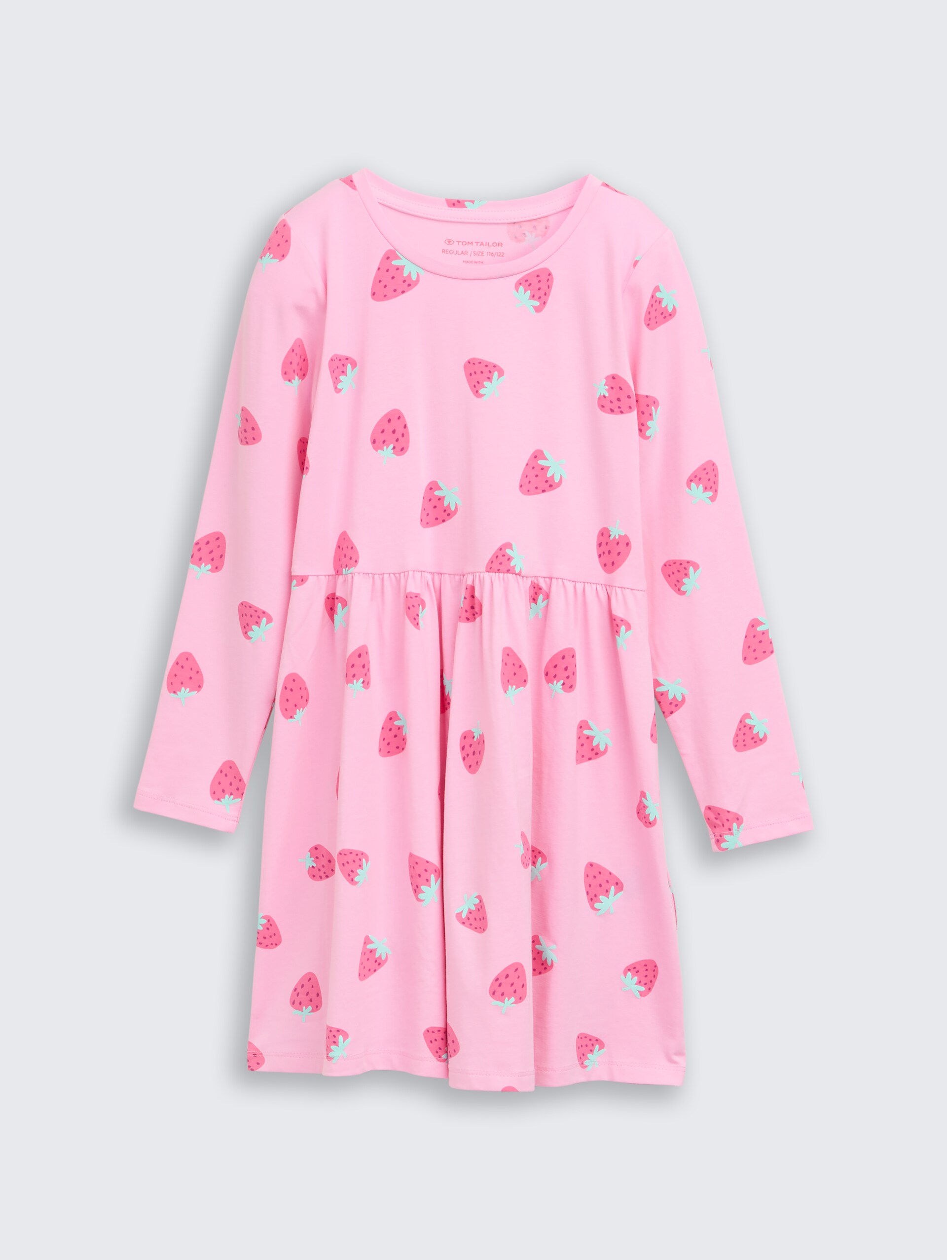 Mini-Kleid aus Jersey - big pink strawberry print - Vorder-Produkt-Ansicht