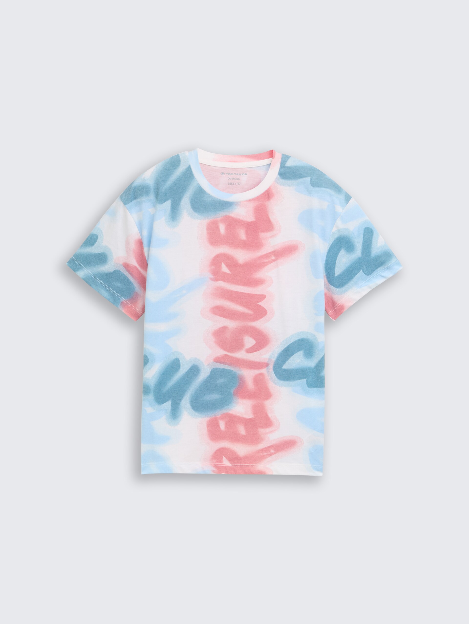 Oversize T-Shirt mit Muster - blurred wording design - Vorder-Produkt-Ansicht