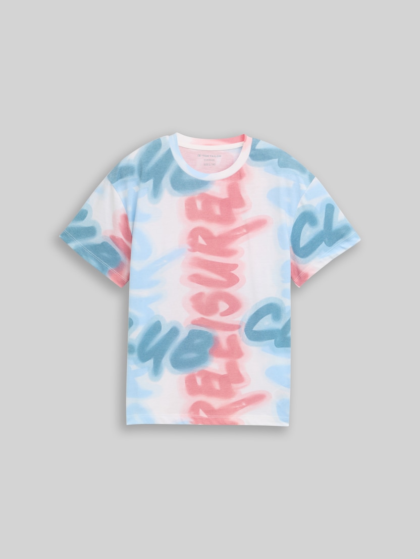 Oversize T-Shirt mit Muster von Teen Boys, blurred wording design