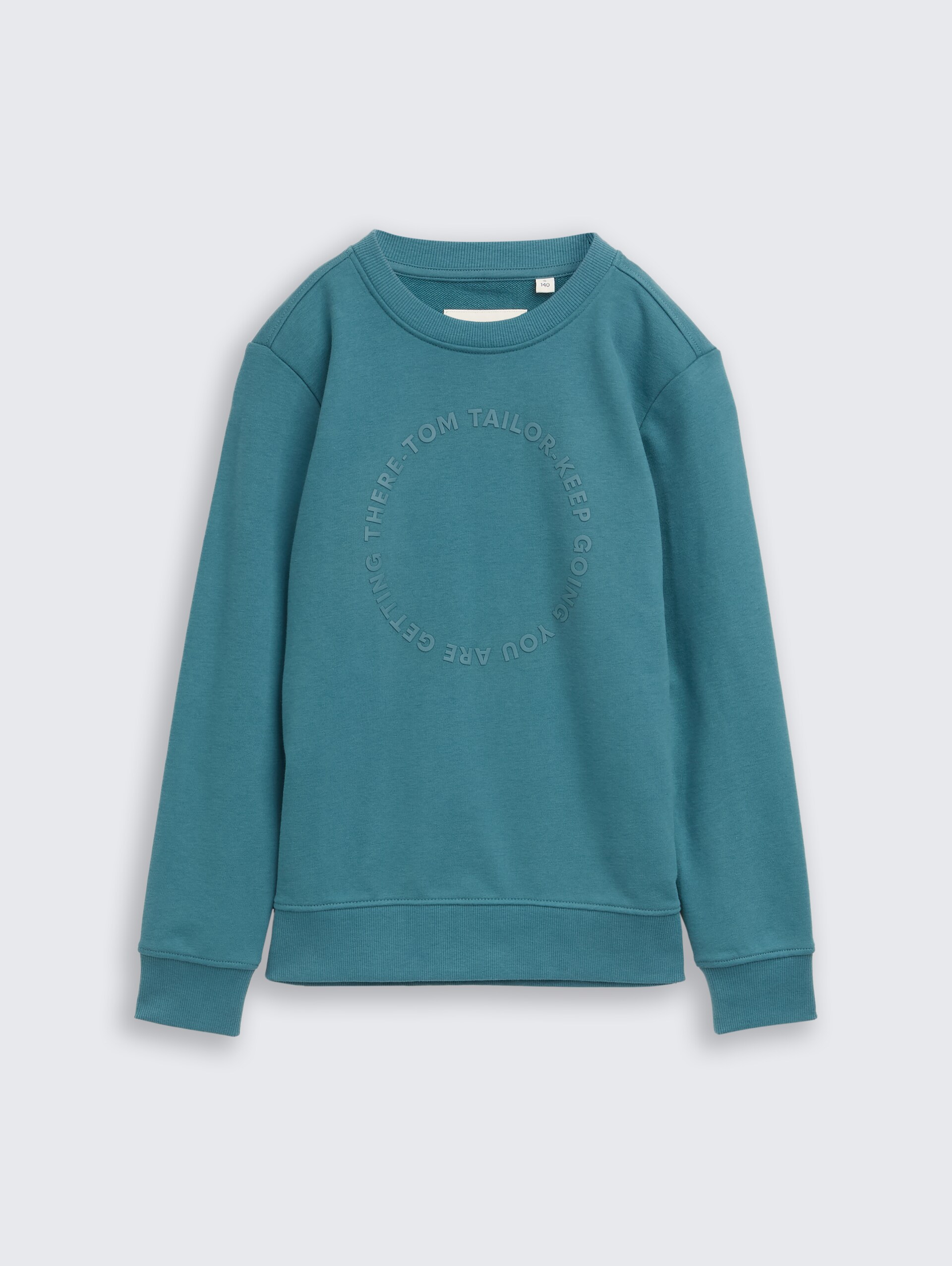 Basic Sweatshirt mit Print - Pastel Teal - Vorder-Produkt-Ansicht