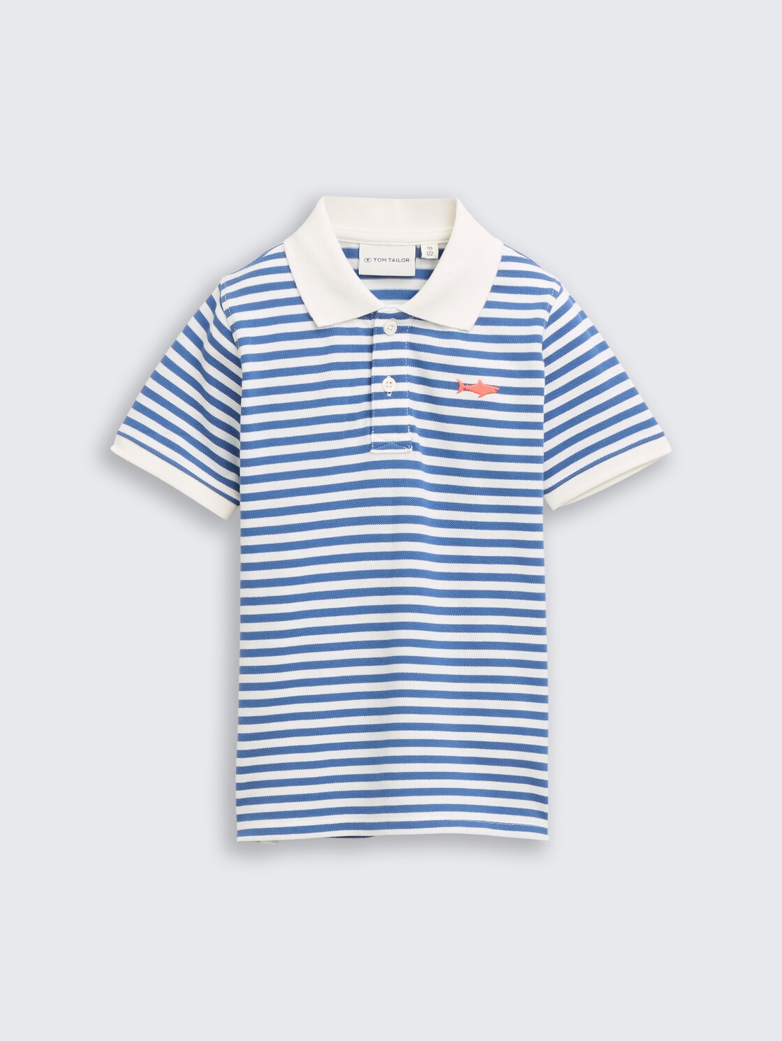 Piqué Poloshirt mit Stickerei - blue white stripe