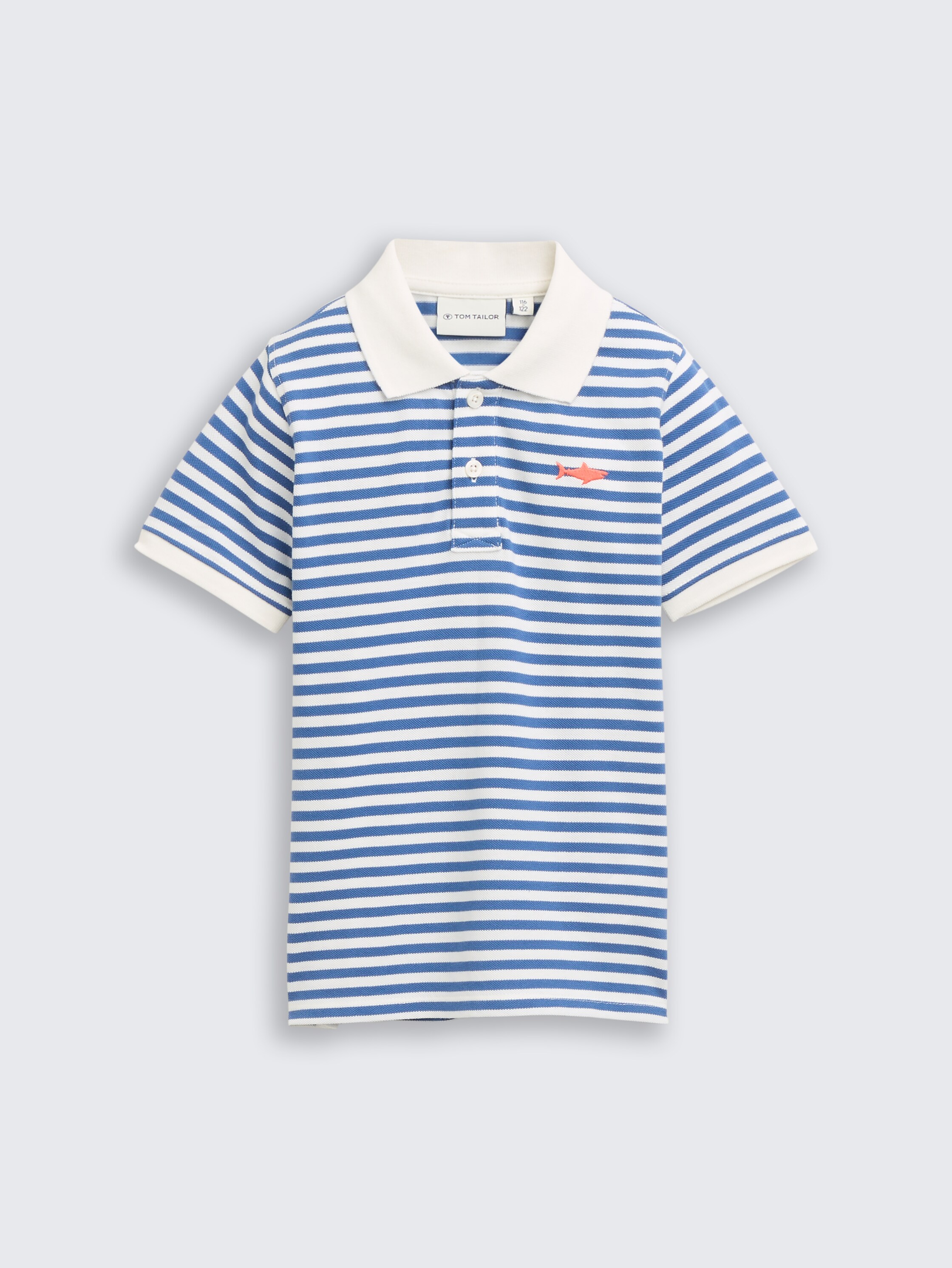 Piqué Poloshirt mit Stickerei - blue white stripe