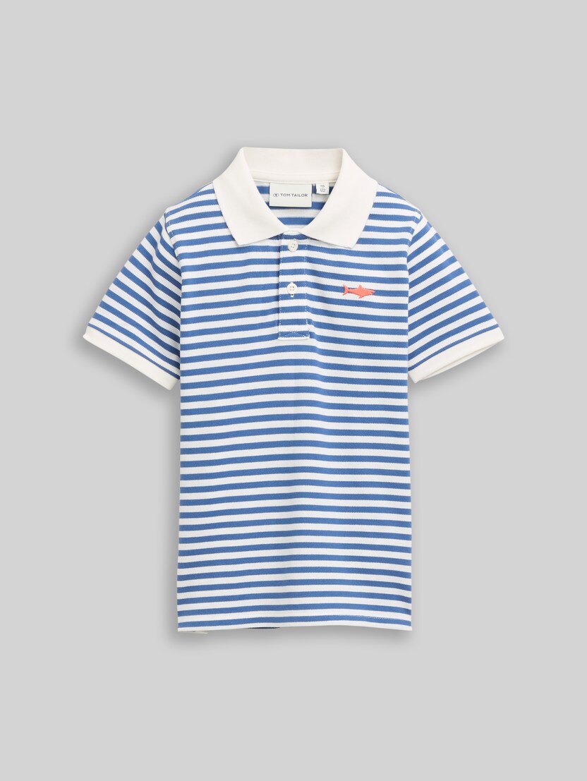 Piqué Poloshirt mit Stickerei von Mini Boys, blue white stripe