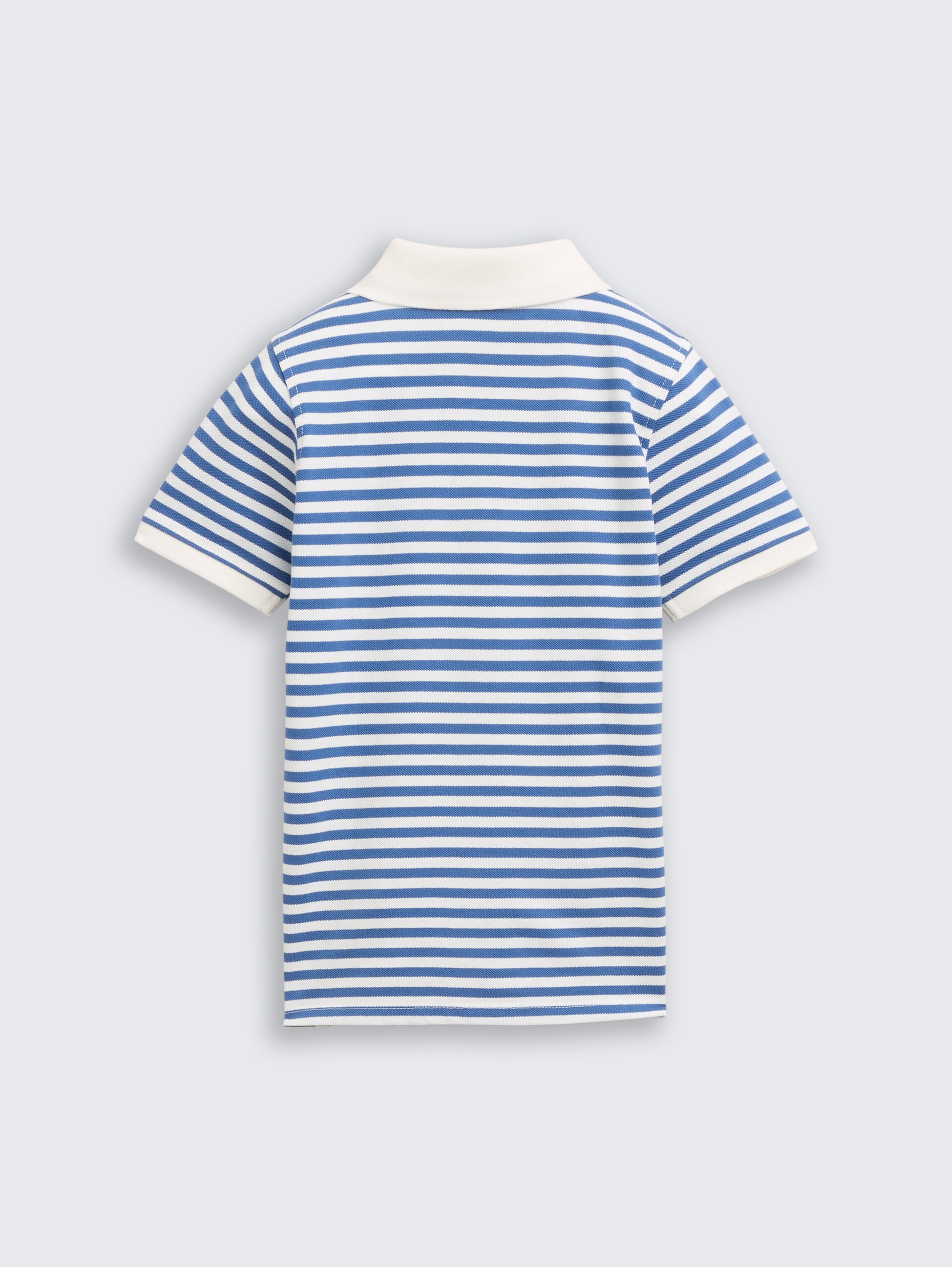 Piqué poloshirt met borduursel - blue white stripe