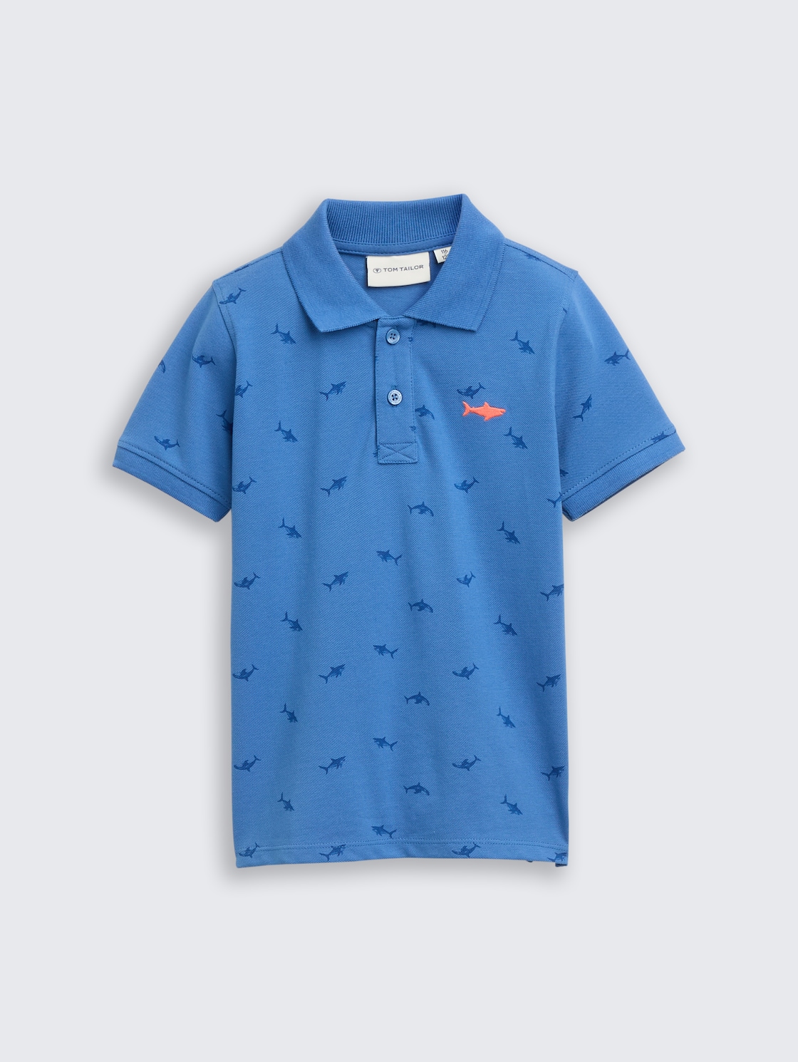 Piqué Poloshirt mit Stickerei - small blue shark print