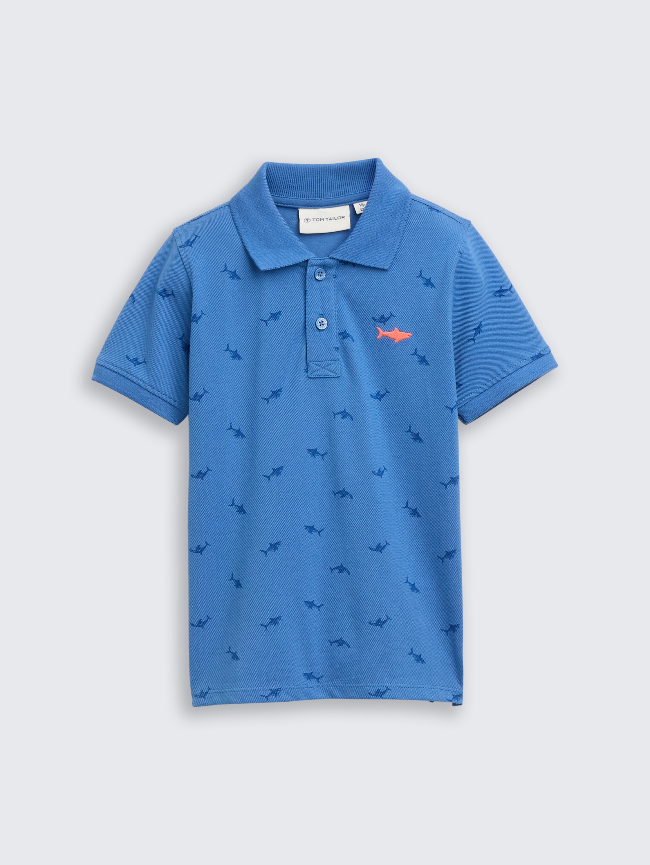 Polo piqué avec broderie - small blue shark print