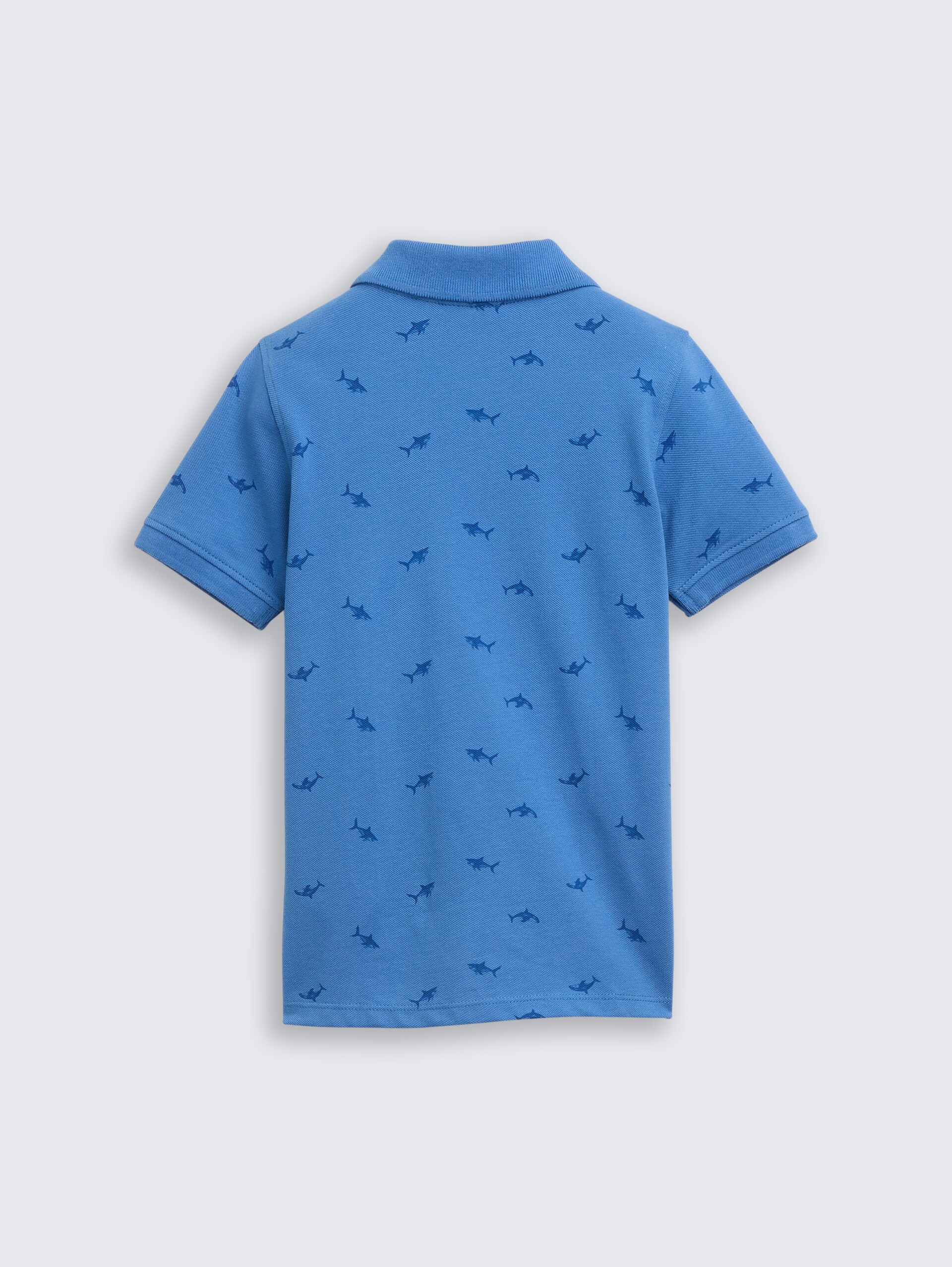Piqué poloshirt met borduursel - small blue shark print