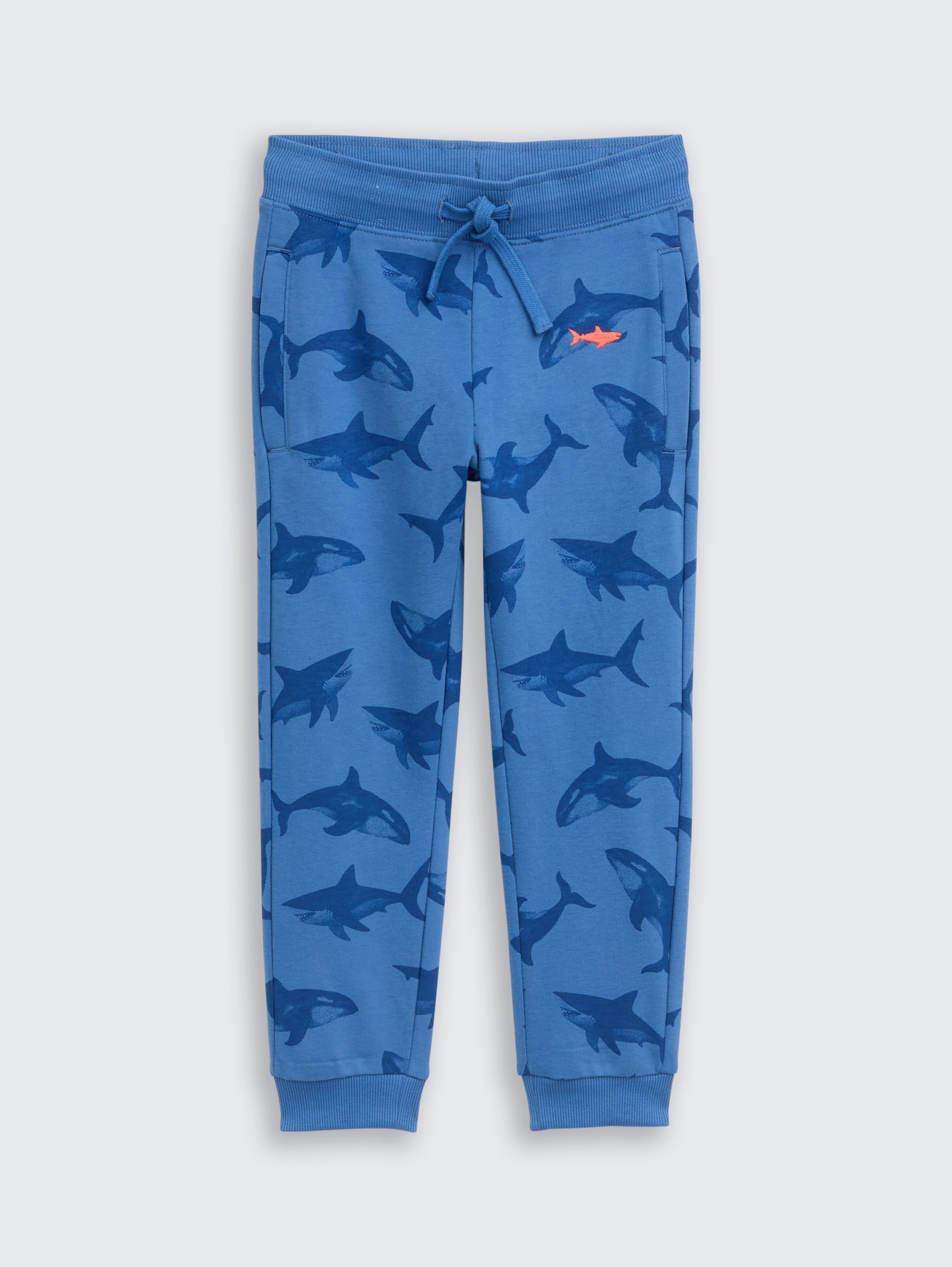 Basic Jogginghose mit Allover-Print von Mini Boys, blue shark orca print