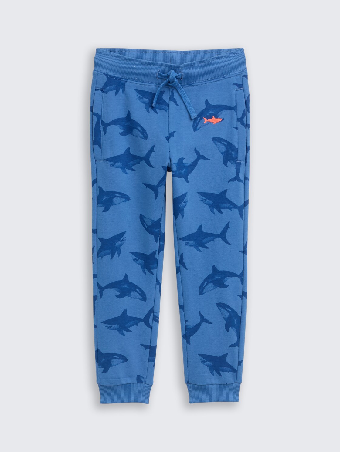 Basic jogging trousers with all-over print - blue shark orca print