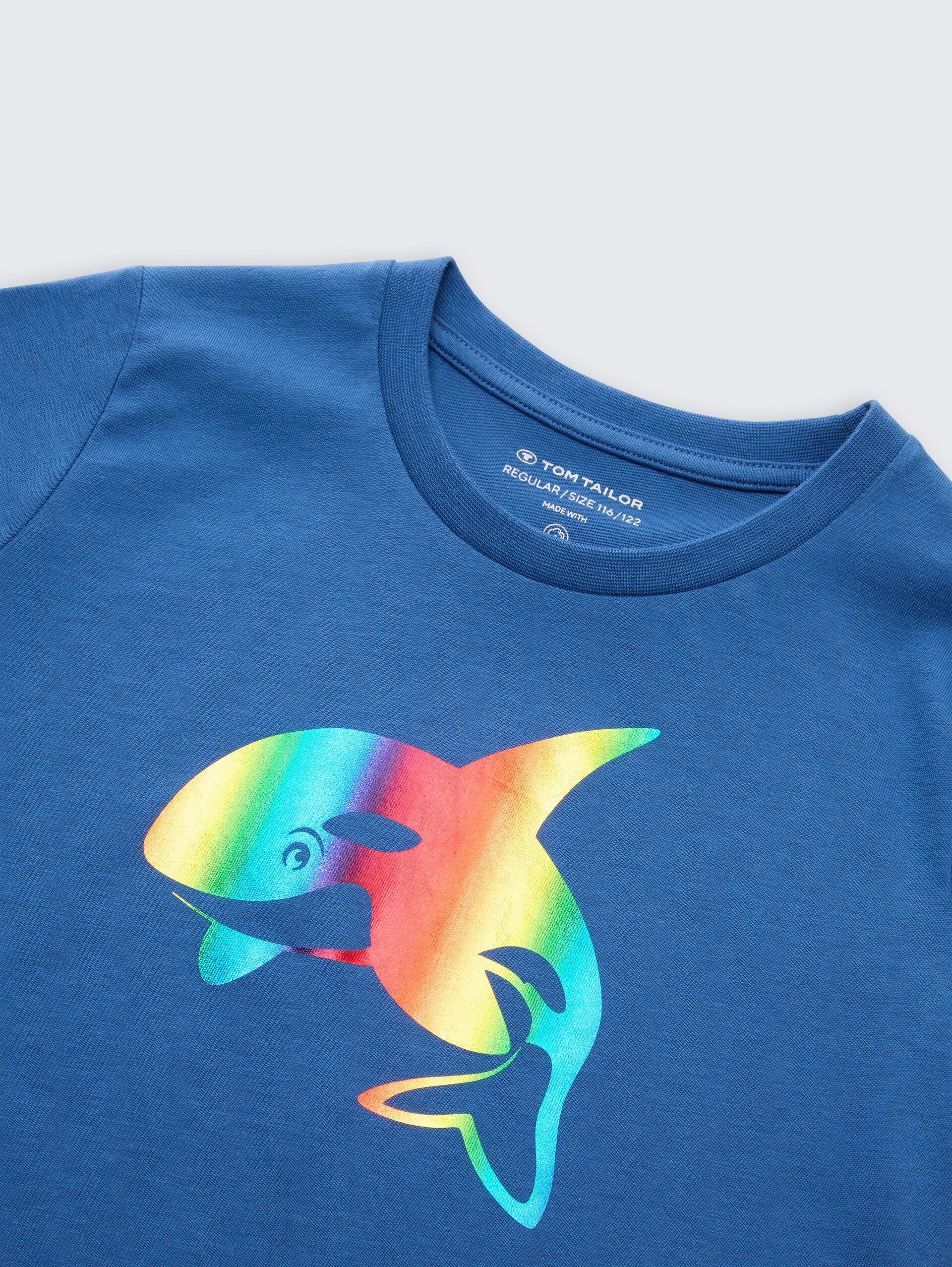 T-shirt in 2-pack - Federal Blue - Detailaanzicht model