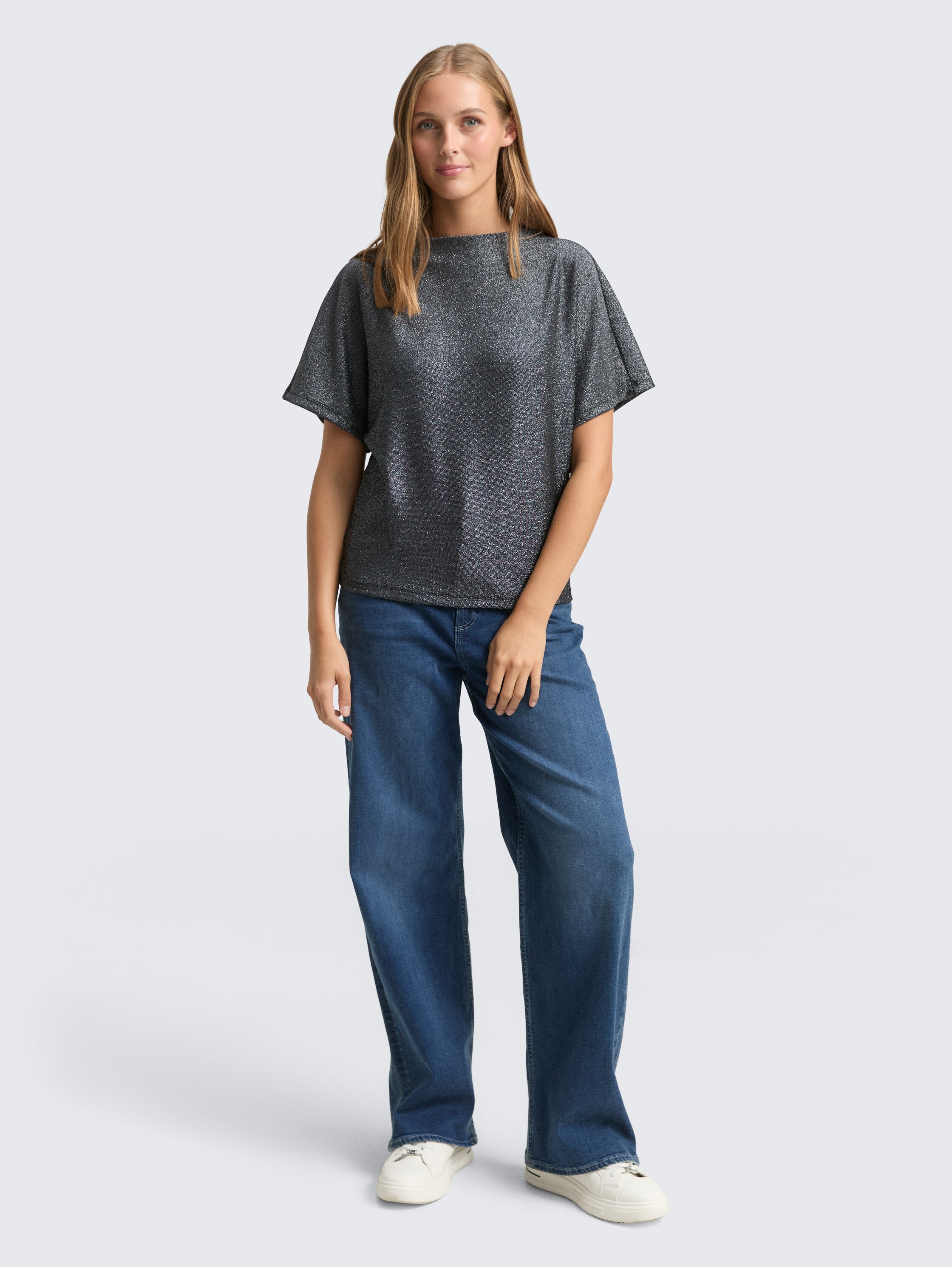 Glitter T-shirt with batwing sleeves - black_glitter - 