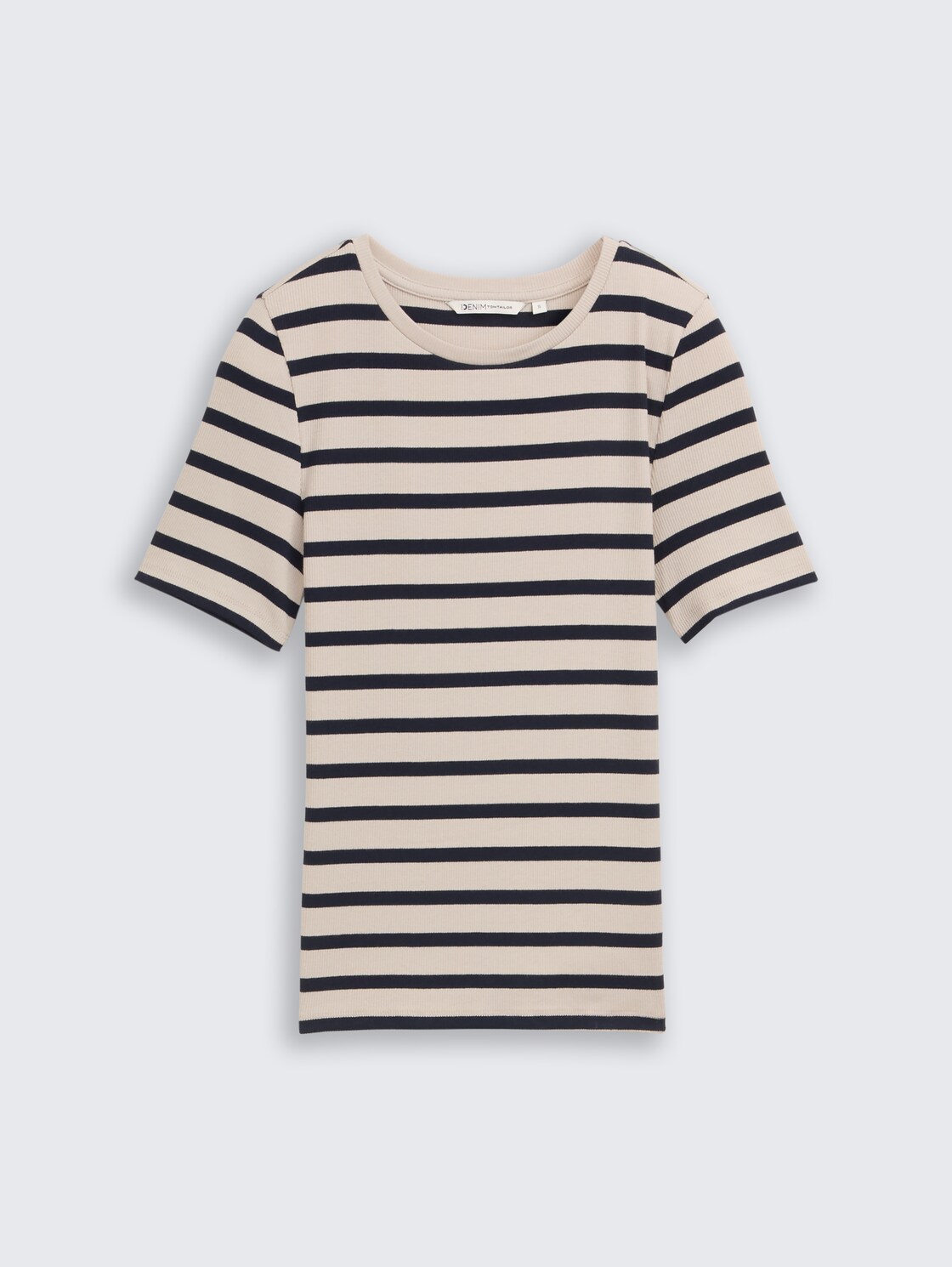 Slim Fit T-Shirt mit Streifenmuster - cloud grey navy stripe - Vorder-Produkt-Ansicht