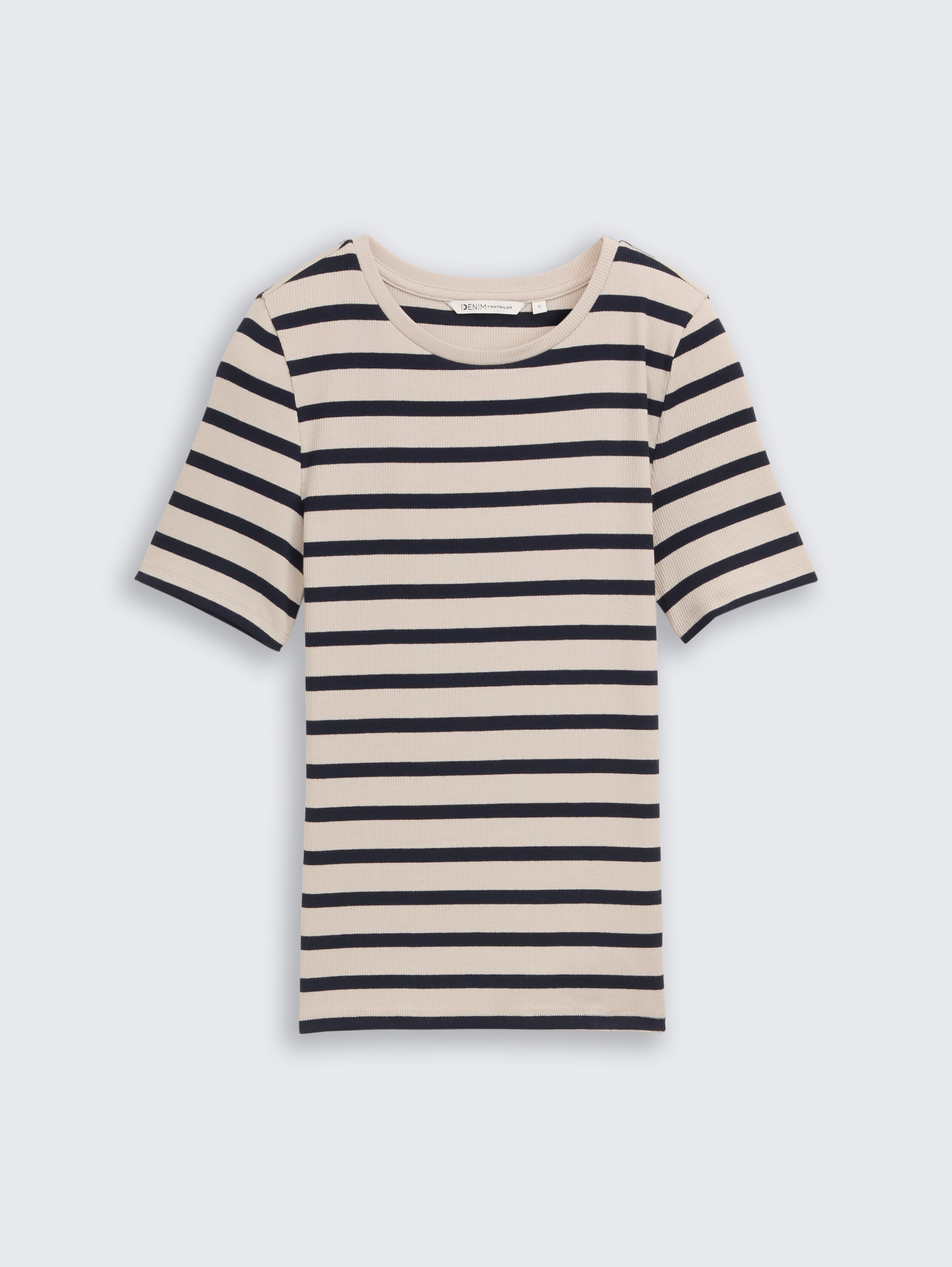 Slim Fit T-Shirt mit Streifenmuster - cloud grey navy stripe - Vorder-Produkt-Ansicht