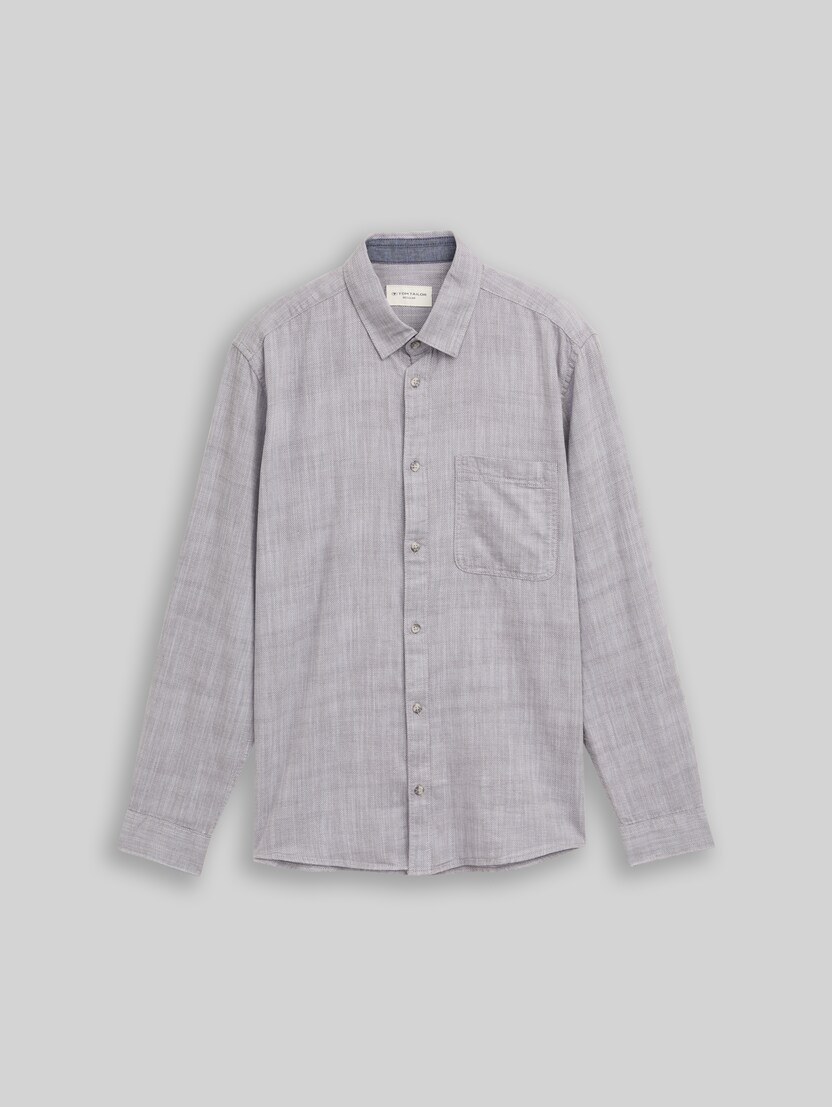 Regular-fit shirt with a breast pocket by Men, pavement grey white structure