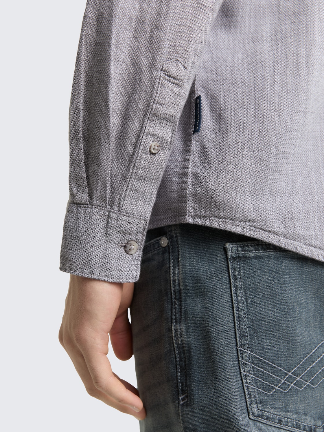 Regular Fit Hemd mit Brusttasche - pavement grey white structure - Detail-Model-Ansicht