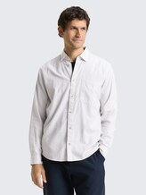 Regular Fit Hemd mit Brusttasche - chalk grey white structure - Ausschnitt Model-Vorderansicht