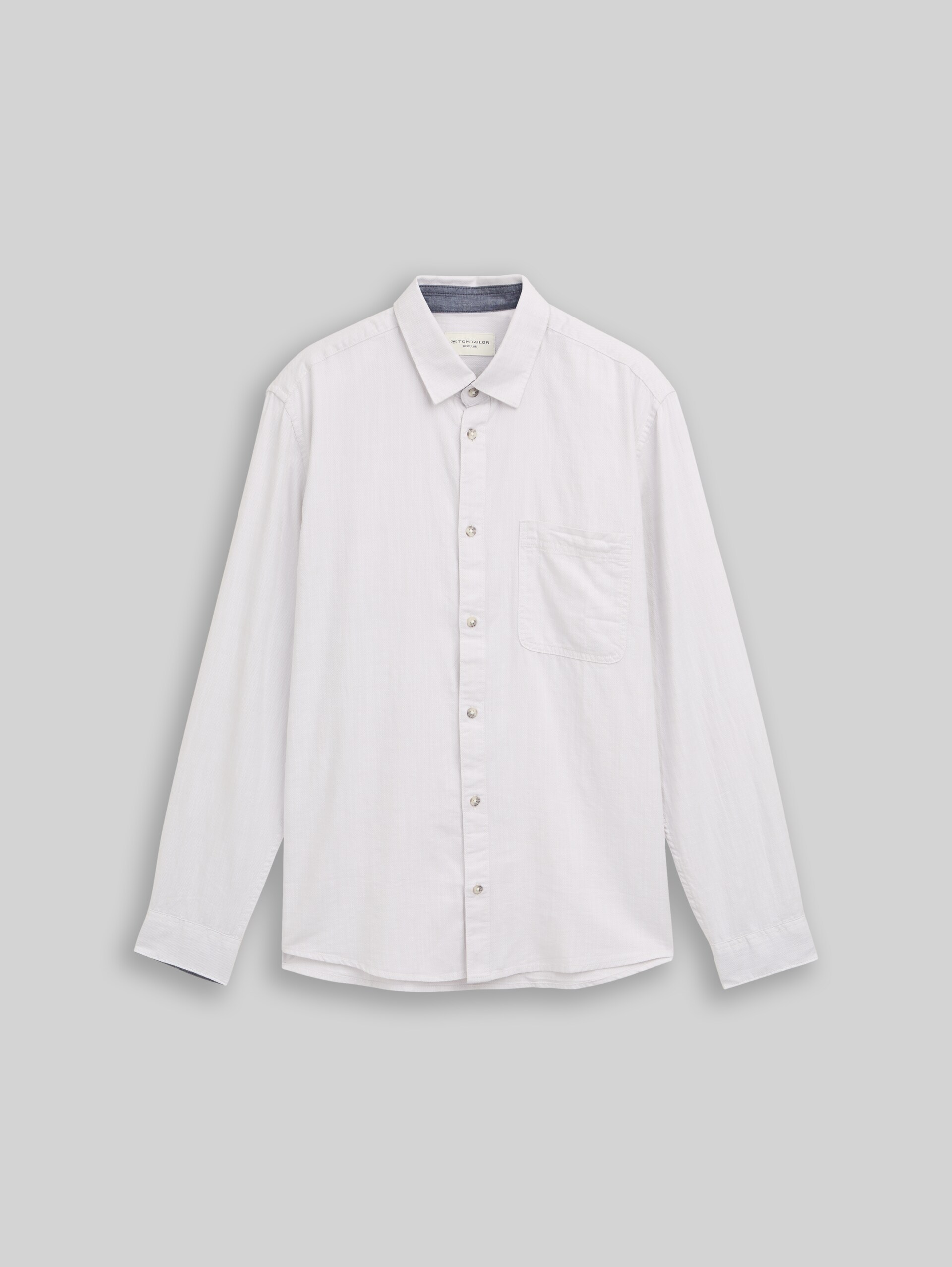 Regular fit shirt with breast pocket - chalk grey white structure - Front product view