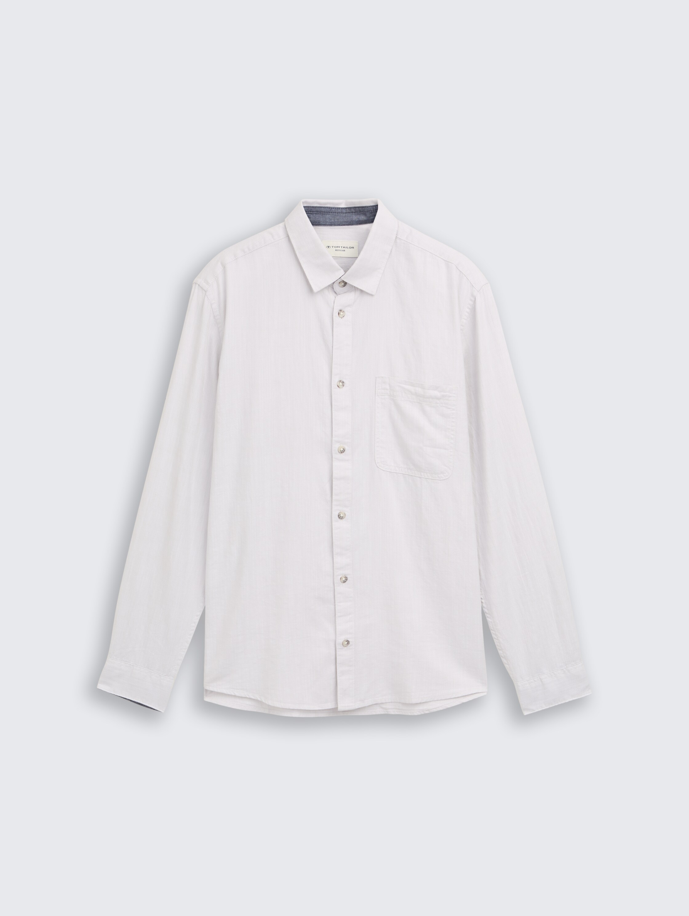 Regular Fit Hemd mit Brusttasche - chalk grey white structure - Vorder-Produkt-Ansicht