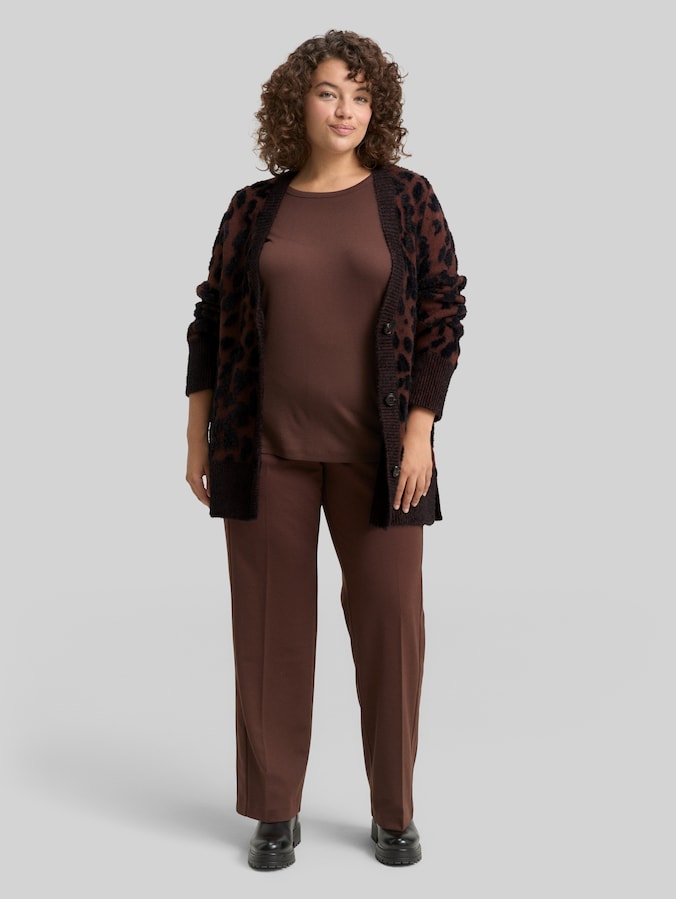 Plus Size - Loose Fit Cardigan mit Leo-Muster von Women Plus Size, big brown leo design