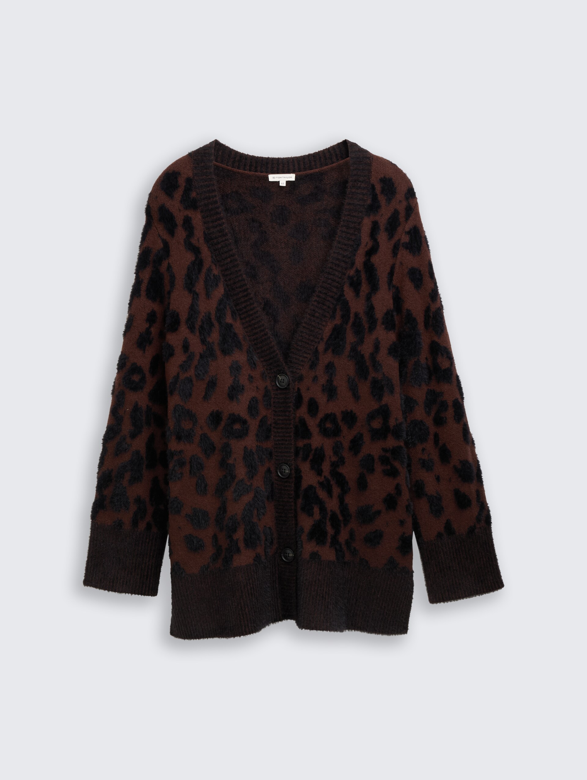 Plus Size - Loose Fit Cardigan mit Leo-Muster - big brown leo design
