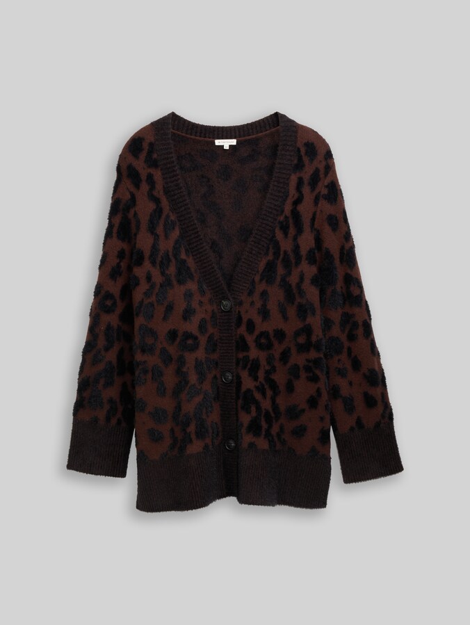 Plus Size - Loose Fit Cardigan mit Leo-Muster von Women Plus Size, big brown leo design