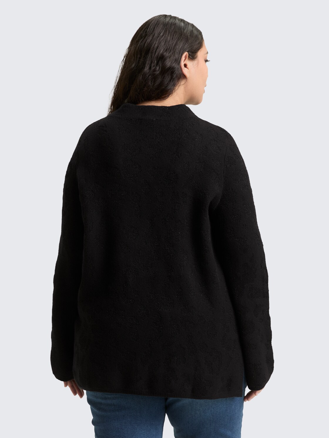 Plus Size - Strickpullover mit Glitzer-Effekt - black lurex knit