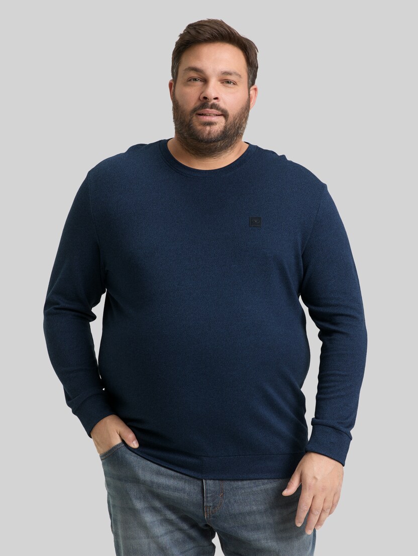 Plus Size - Langarmshirt mit Logo-Badge von Men Plus Size, real teal grindle structure